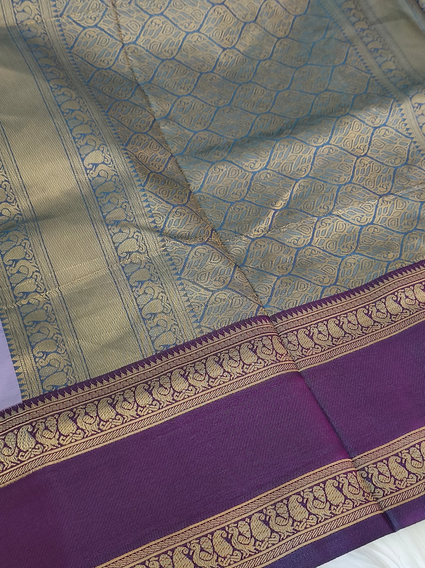 kanjivaram Banaras Soft Pattu saree with contrast blouse