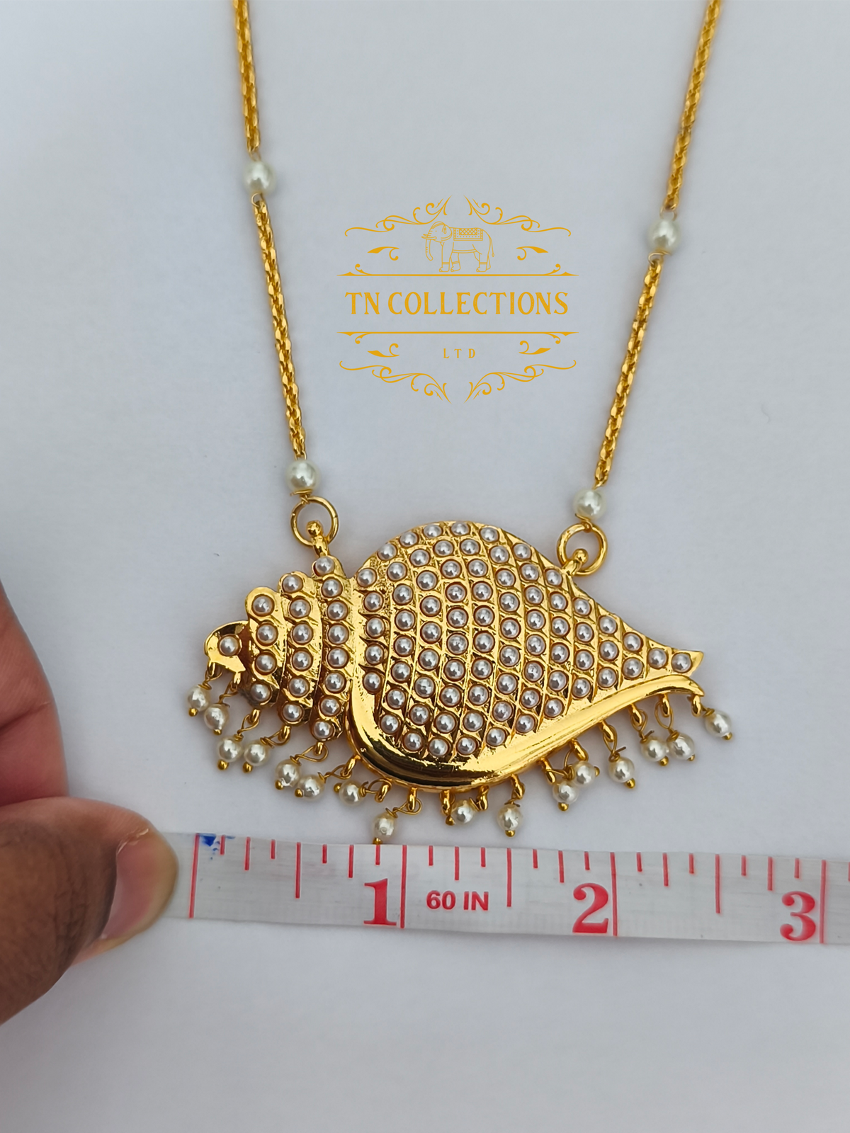 Micro Gold-Plated Traditional Sangu pathakkam with Single layer pearl chain