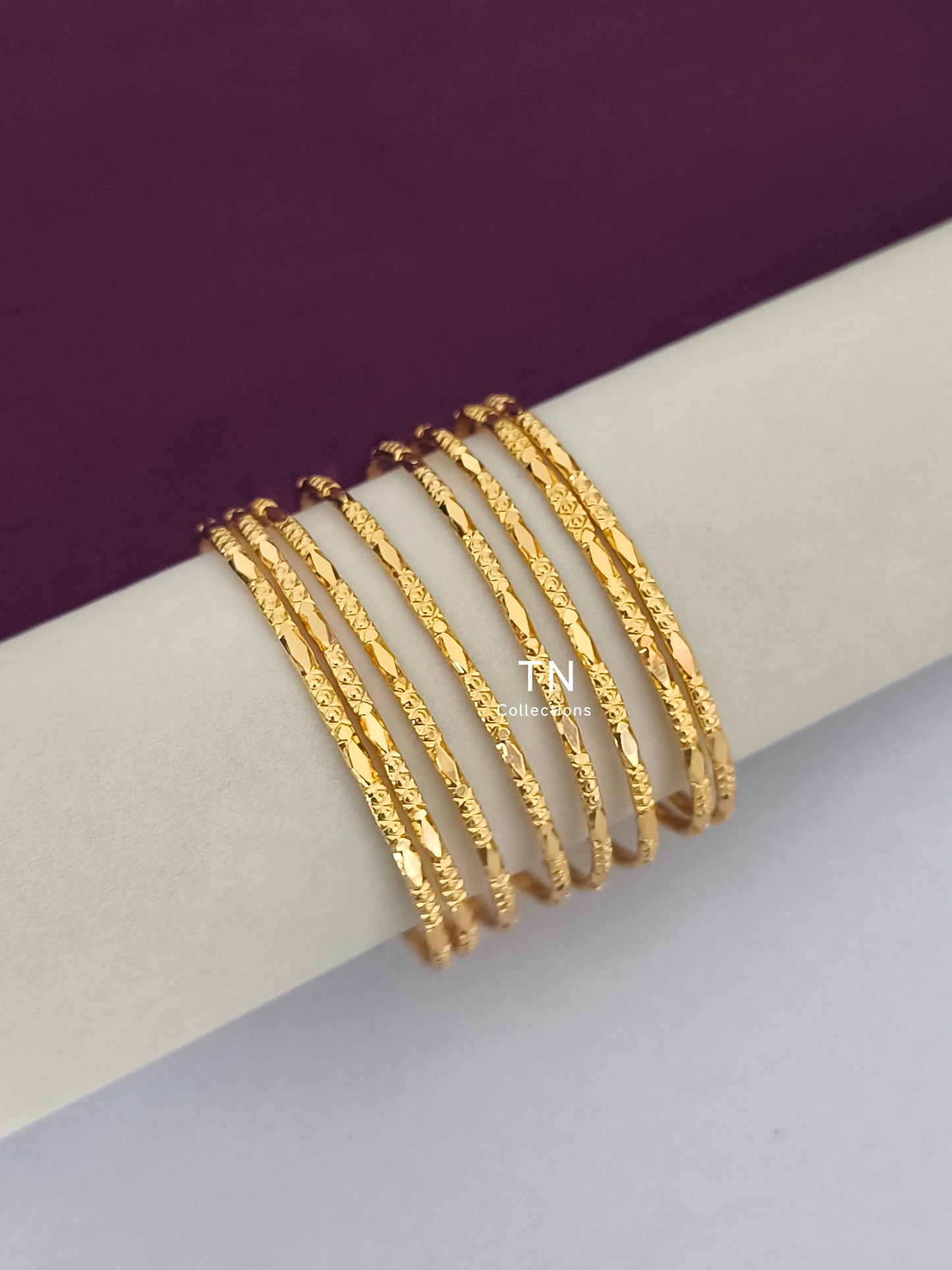 Gold Plated Simple Slim Bangles Set (Size 2.6)