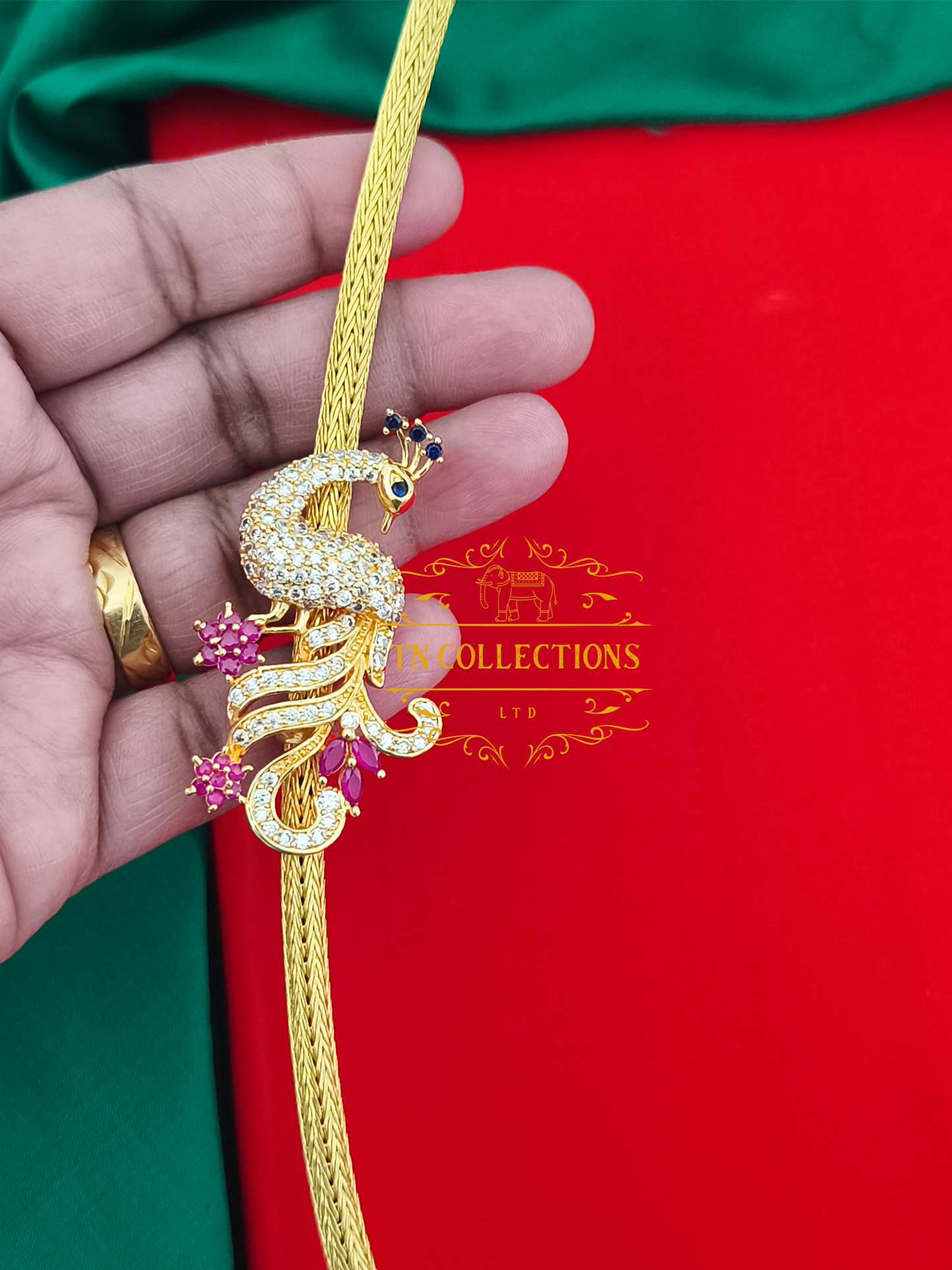 22ct Gold plated Traditional Vaira Thalikodi with kombu thali (Peacock Design Mugappu)