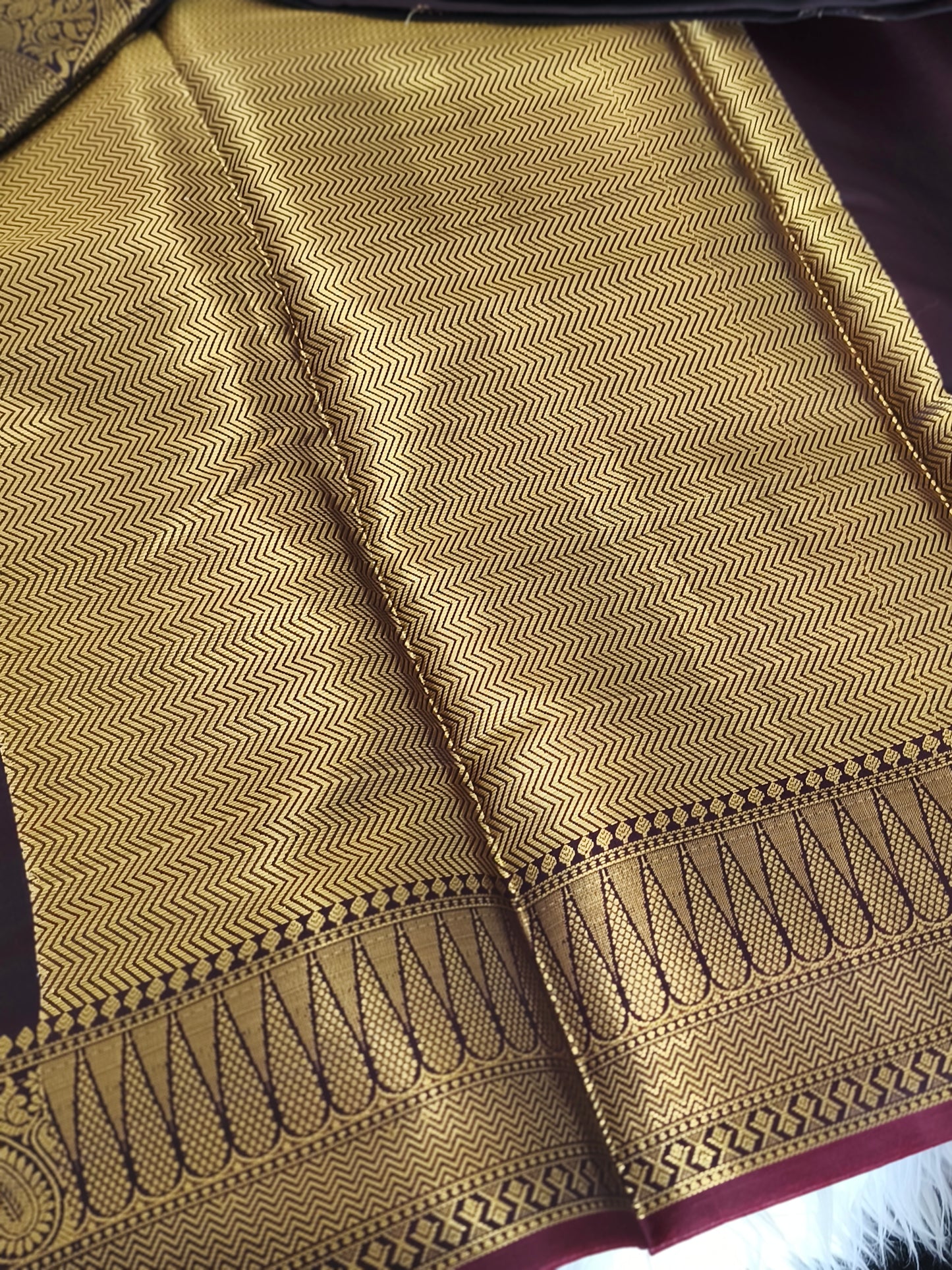 Dark Brown Banarasi Semi kataan Soft Silk