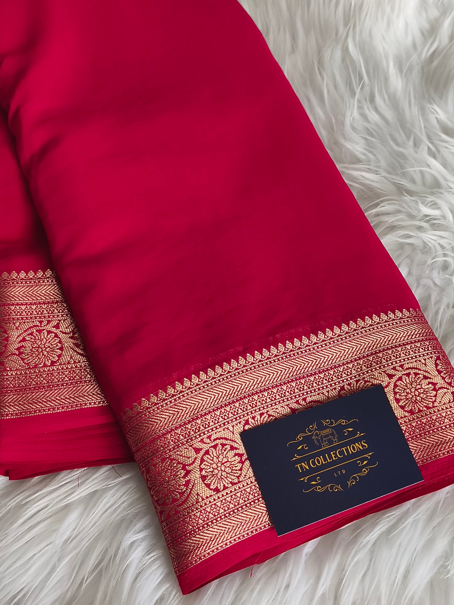 Premium Chiffon Georgette saree (Hot Pink)