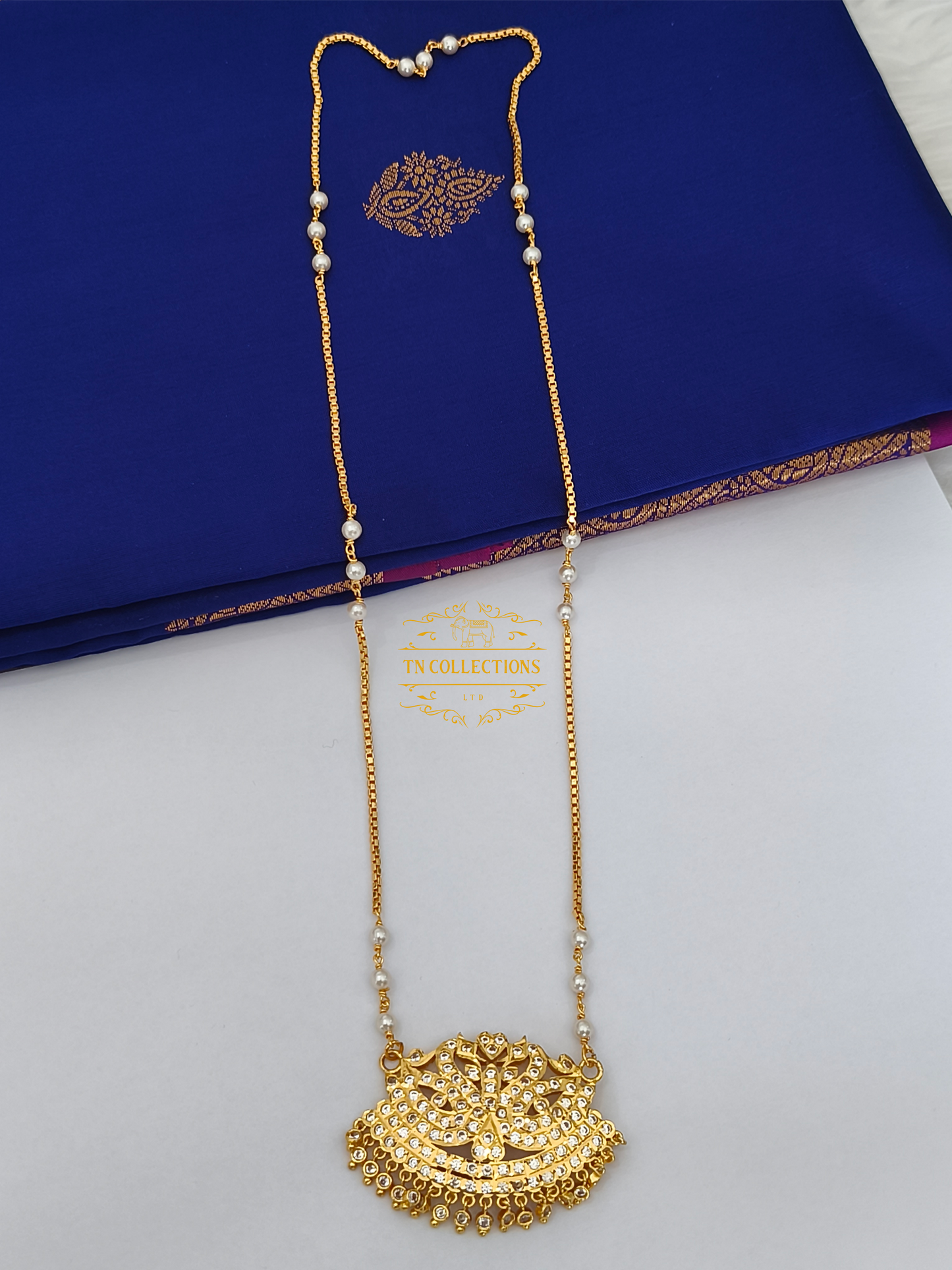 Micro Gold plated Traditional Pathakkam( Full White stones)