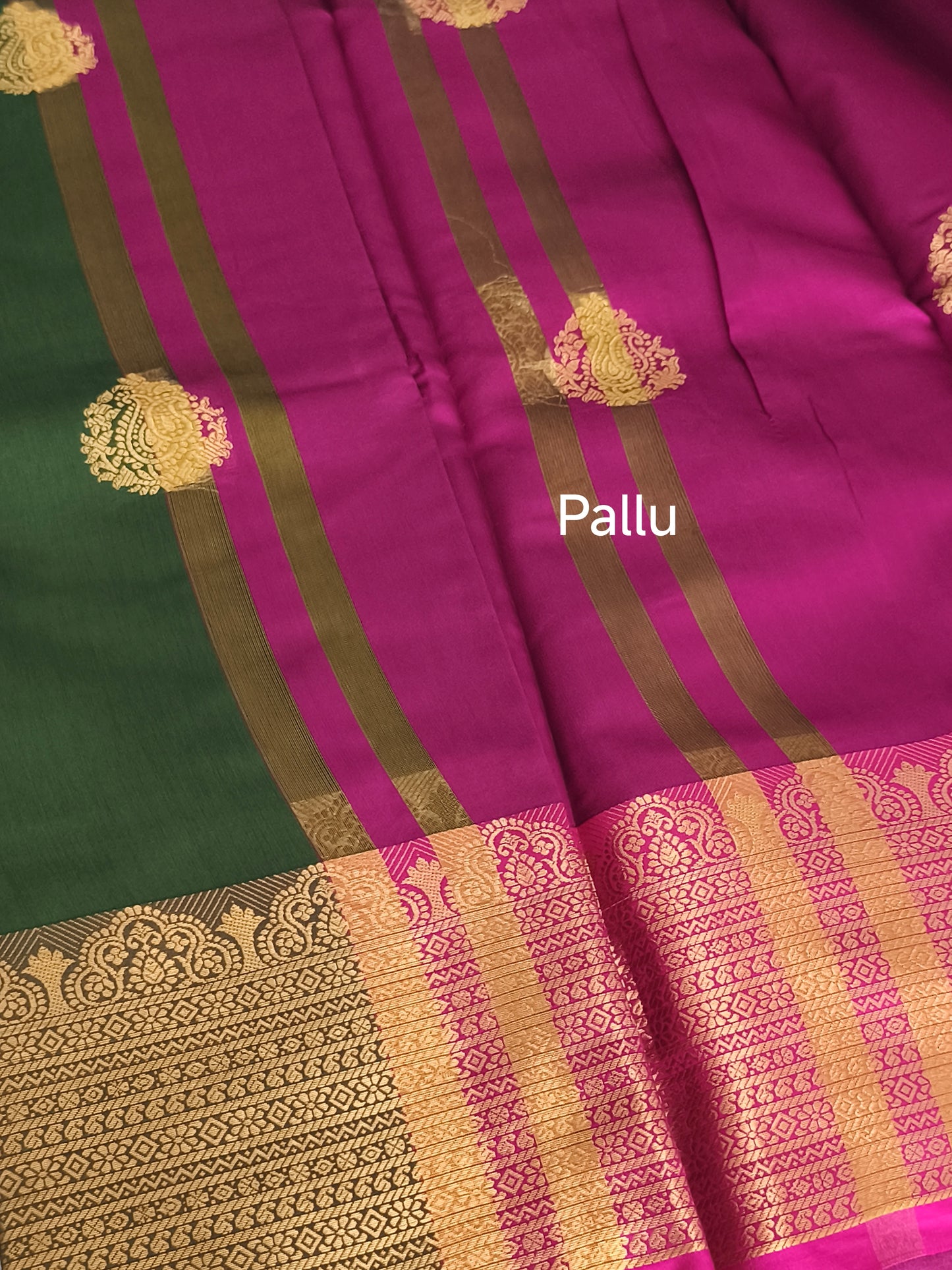 Green  Kanchi Semi Soft silk saree