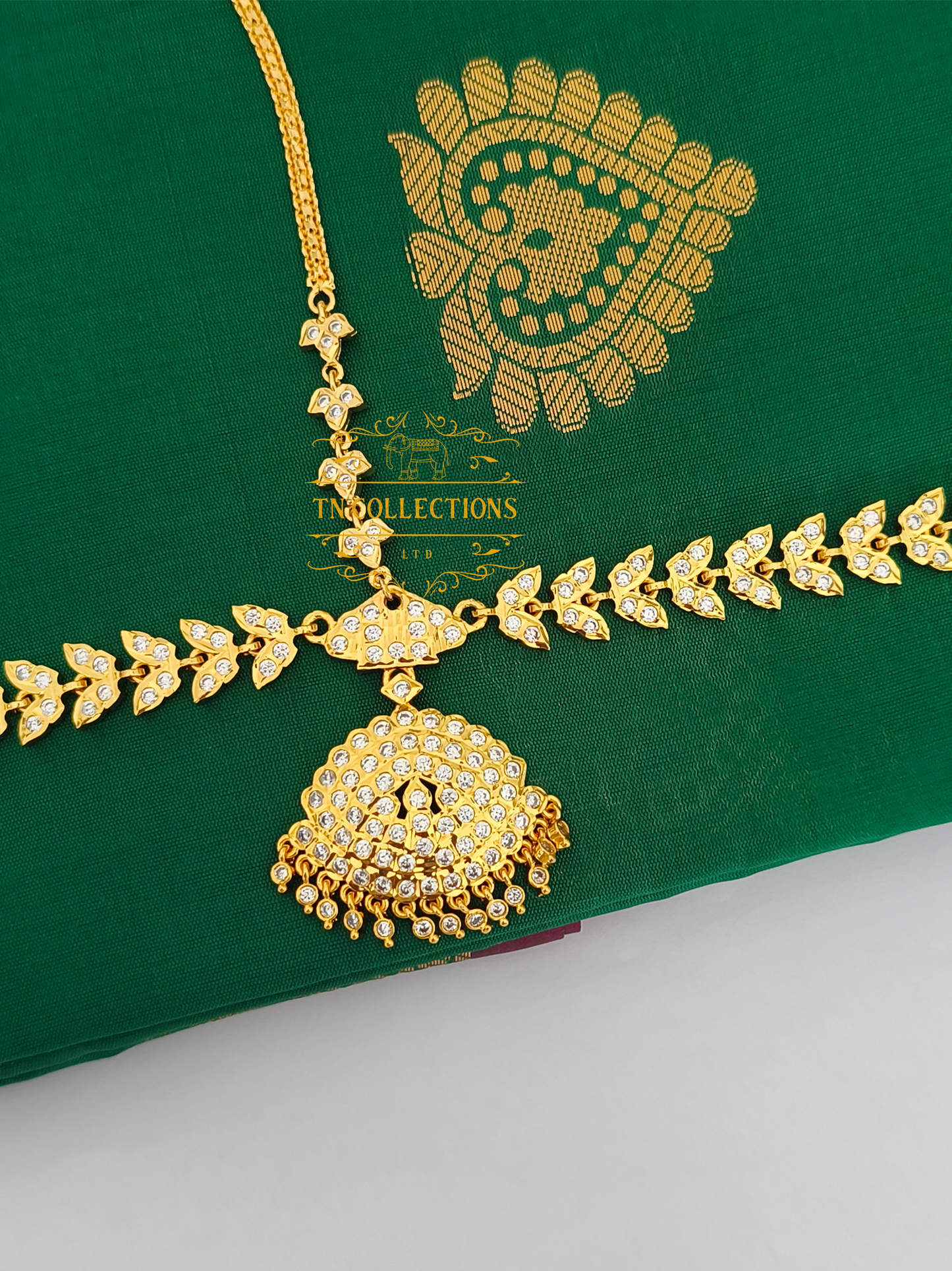 Micro Gold-Plated Traditional Head Set (Hair accessory Full white stones)