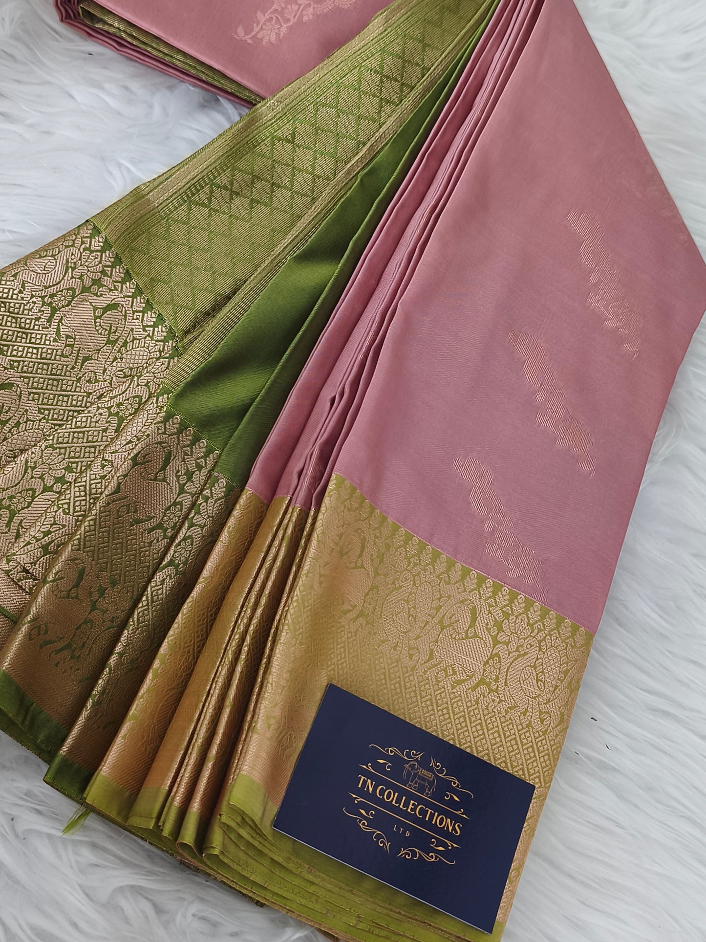 Dusty Pink Kanjivaram Semi Silk Saree