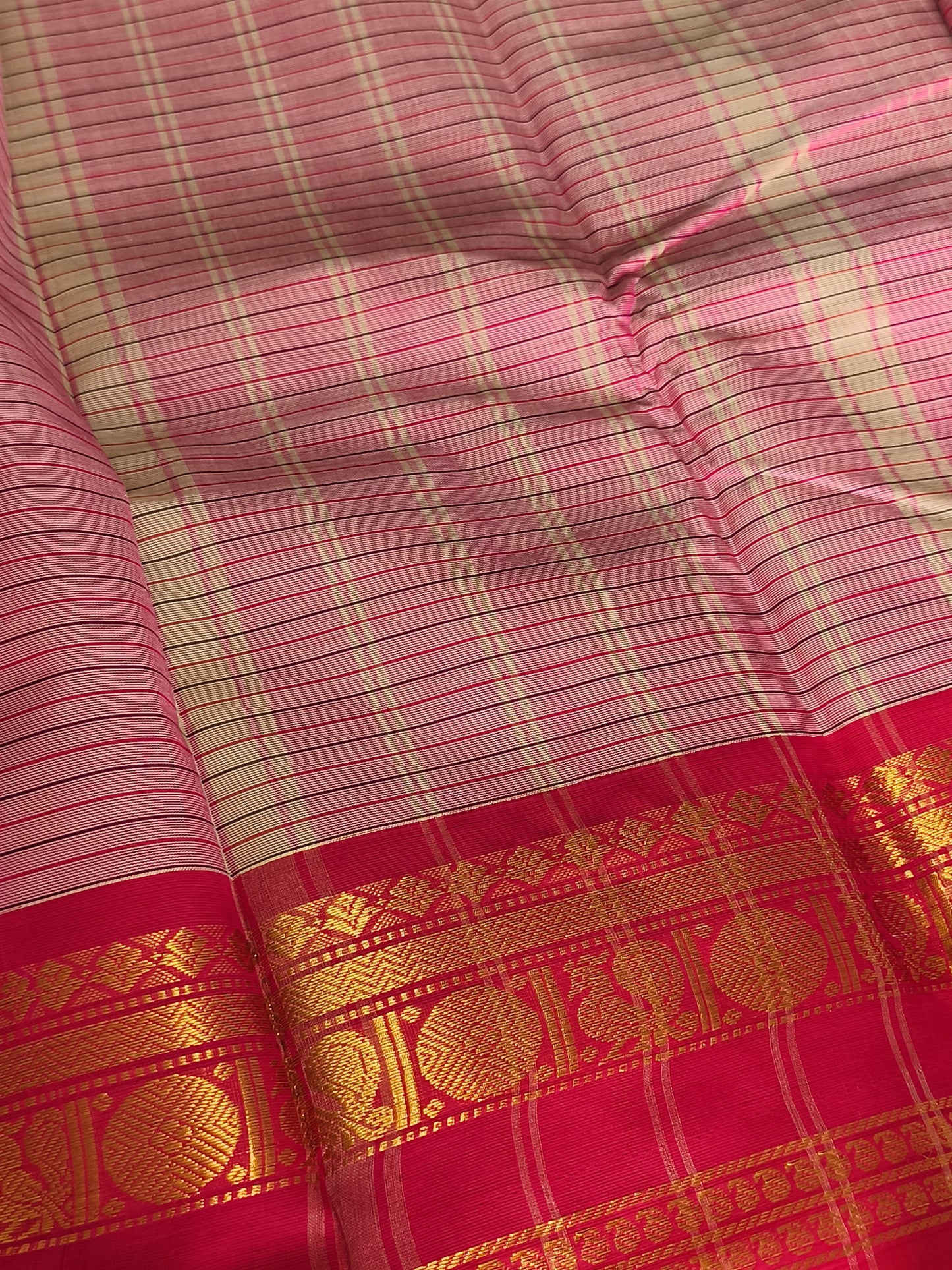 Pure Handloom kanchi cotton Kattam Saree