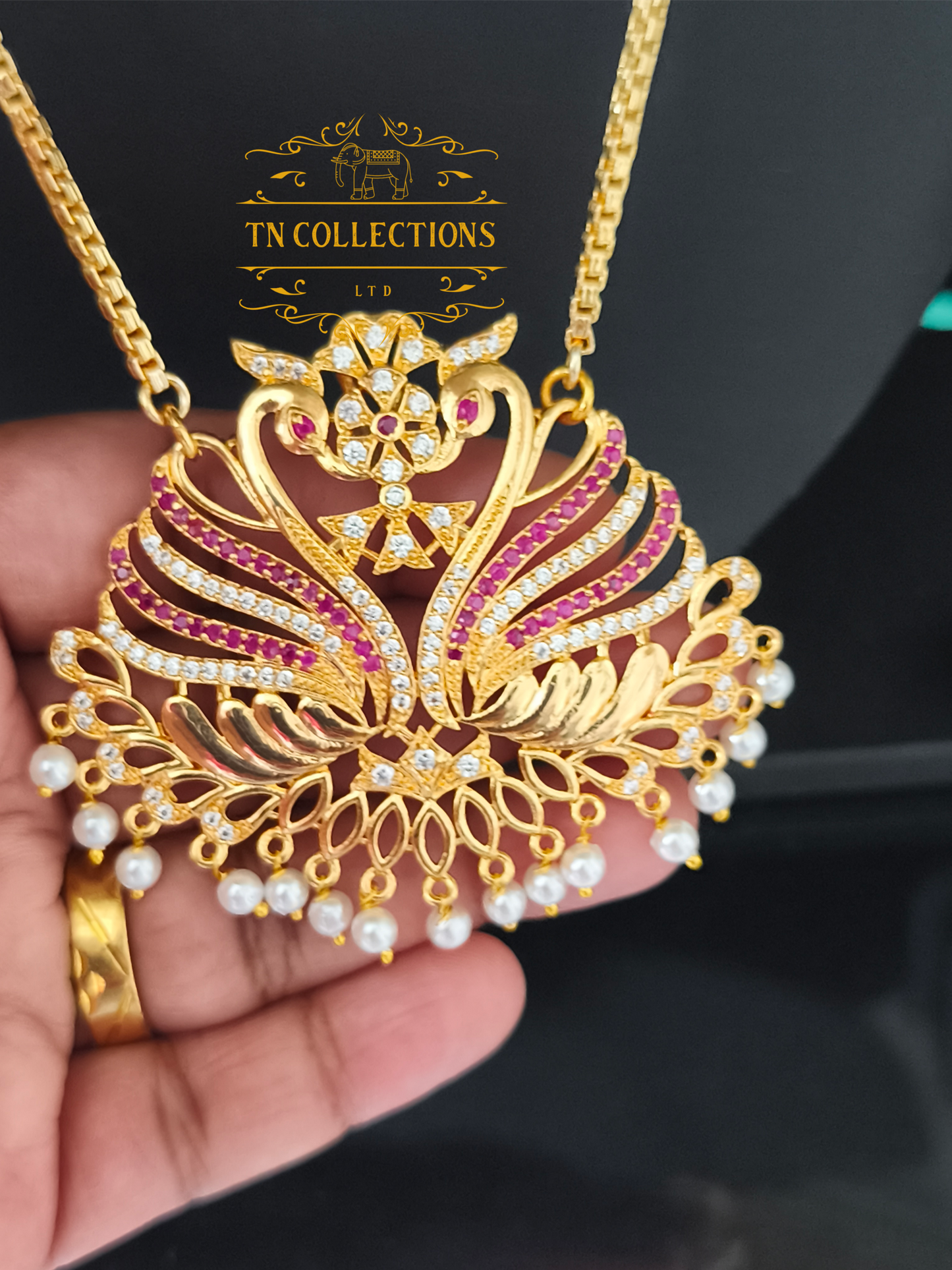Micro Gold-Plated Traditional Semi Bridal Set (Ruby &white stones)