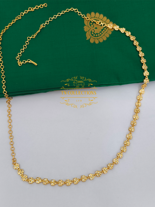 Micro Gold-Plated Traditional Hip Chain (Full white stones)