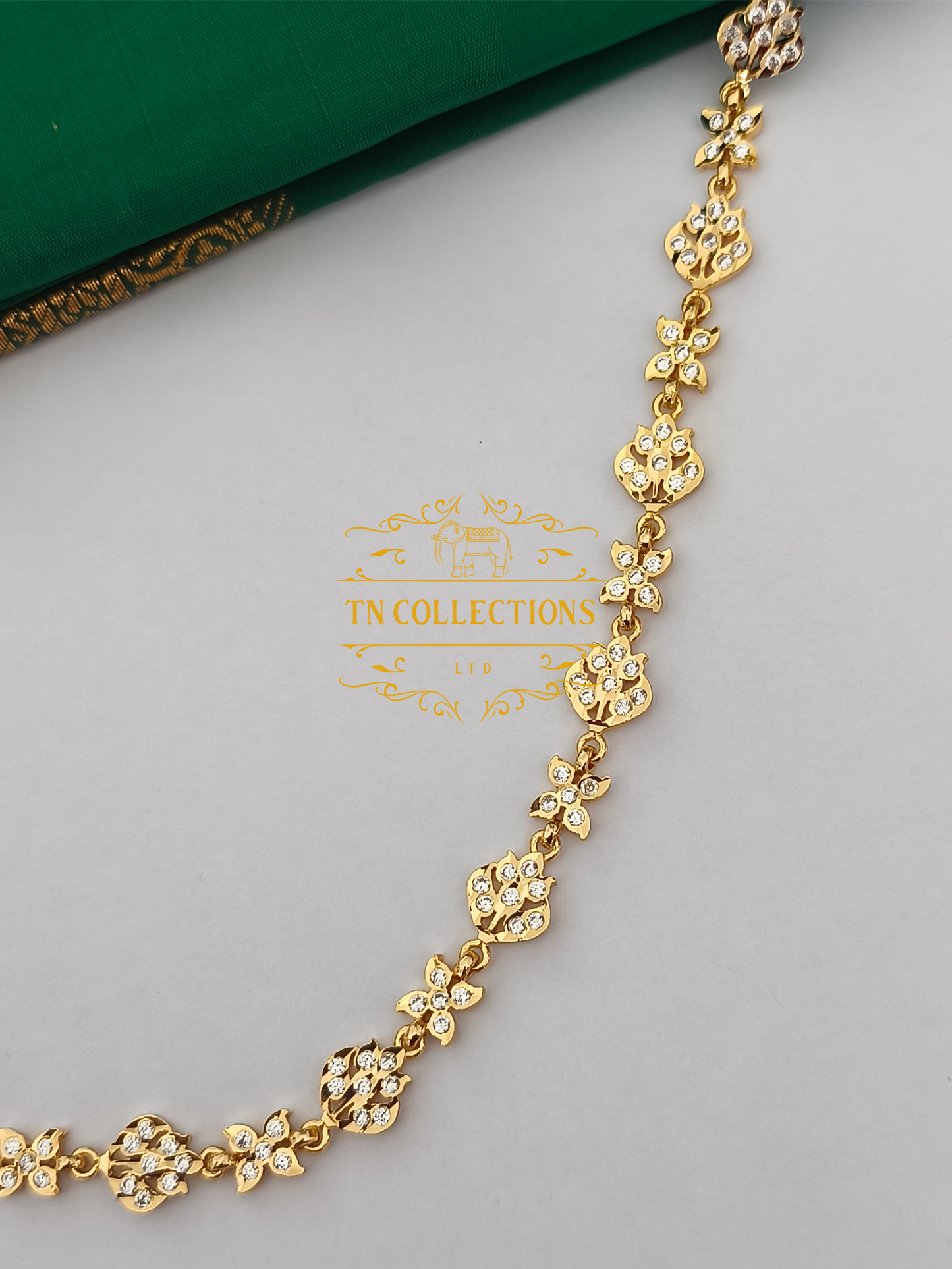 Micro Gold-Plated Trendy Hip chain (Full white stones)