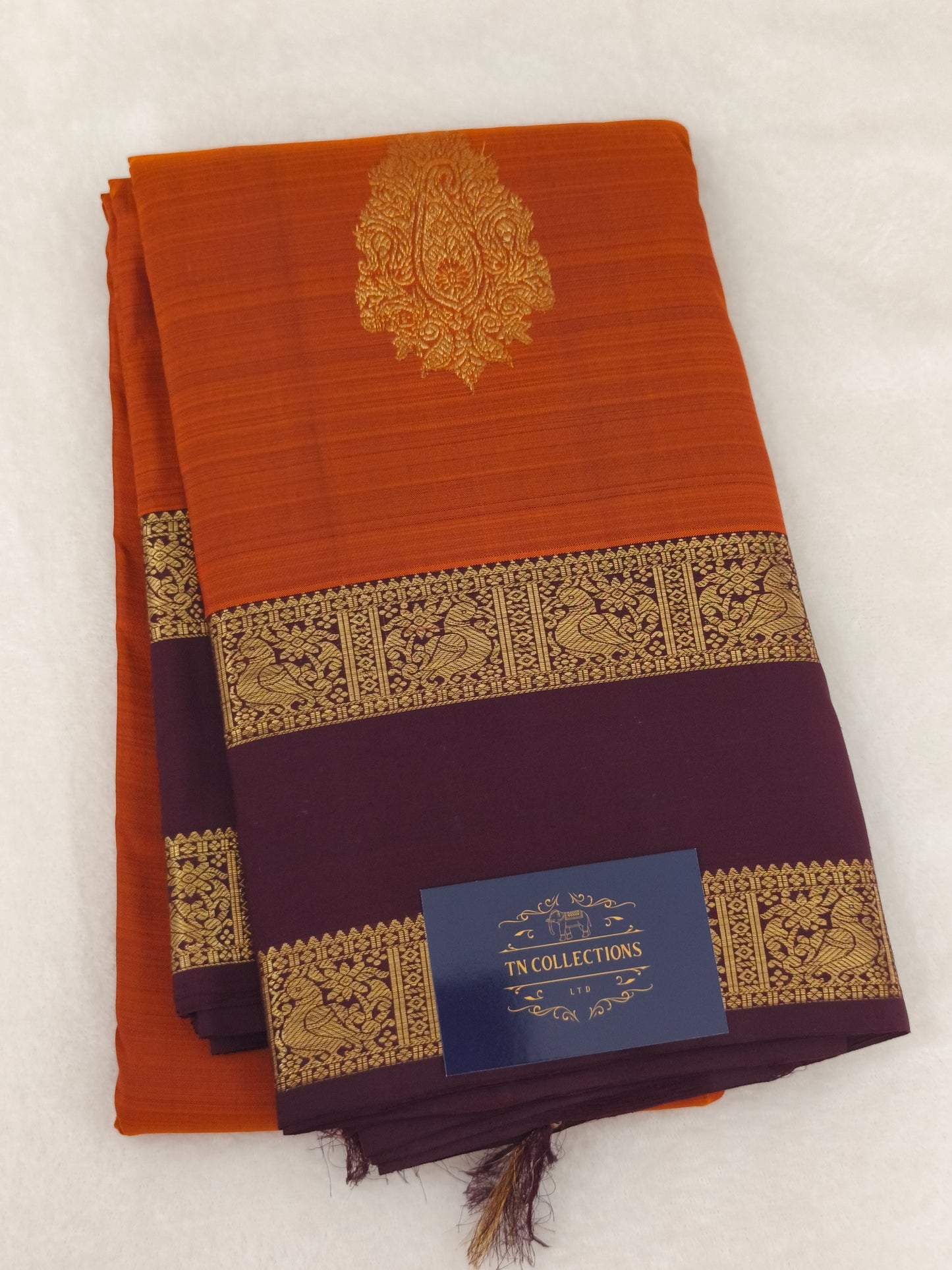 Trendy Pure Kanchipuram Silk Saree (Vintage Rusty Orange)