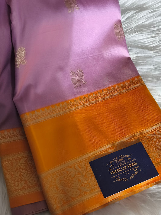 Stunning Kanchi Semi silk saree with contrast blouse
