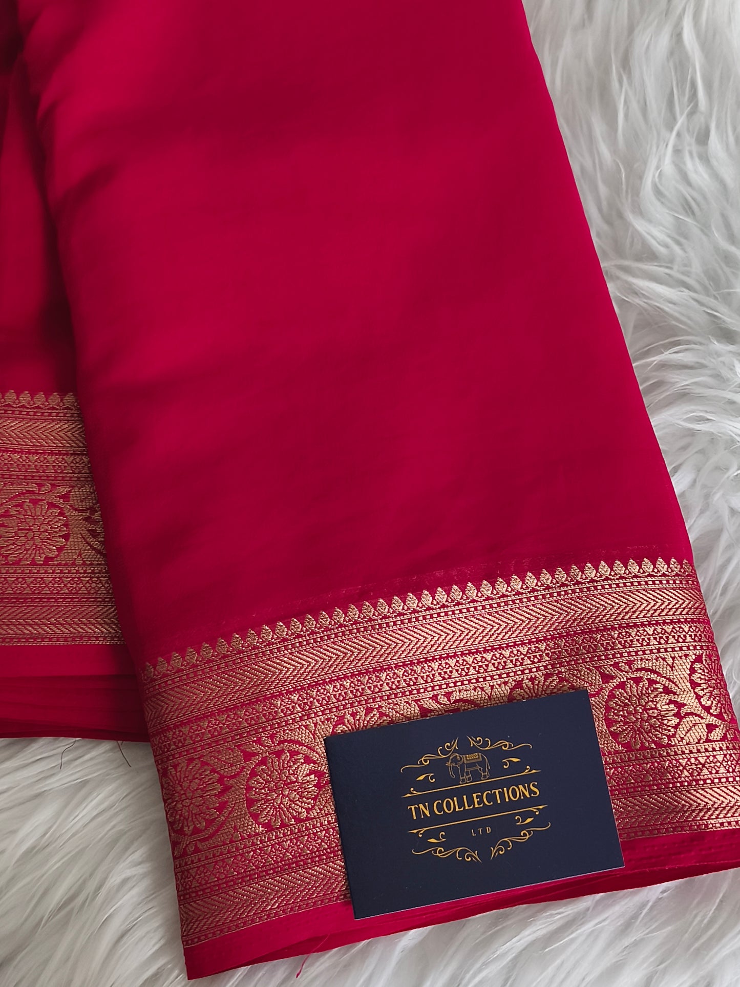 Premium Chiffon Georgette saree (Hot Pink)