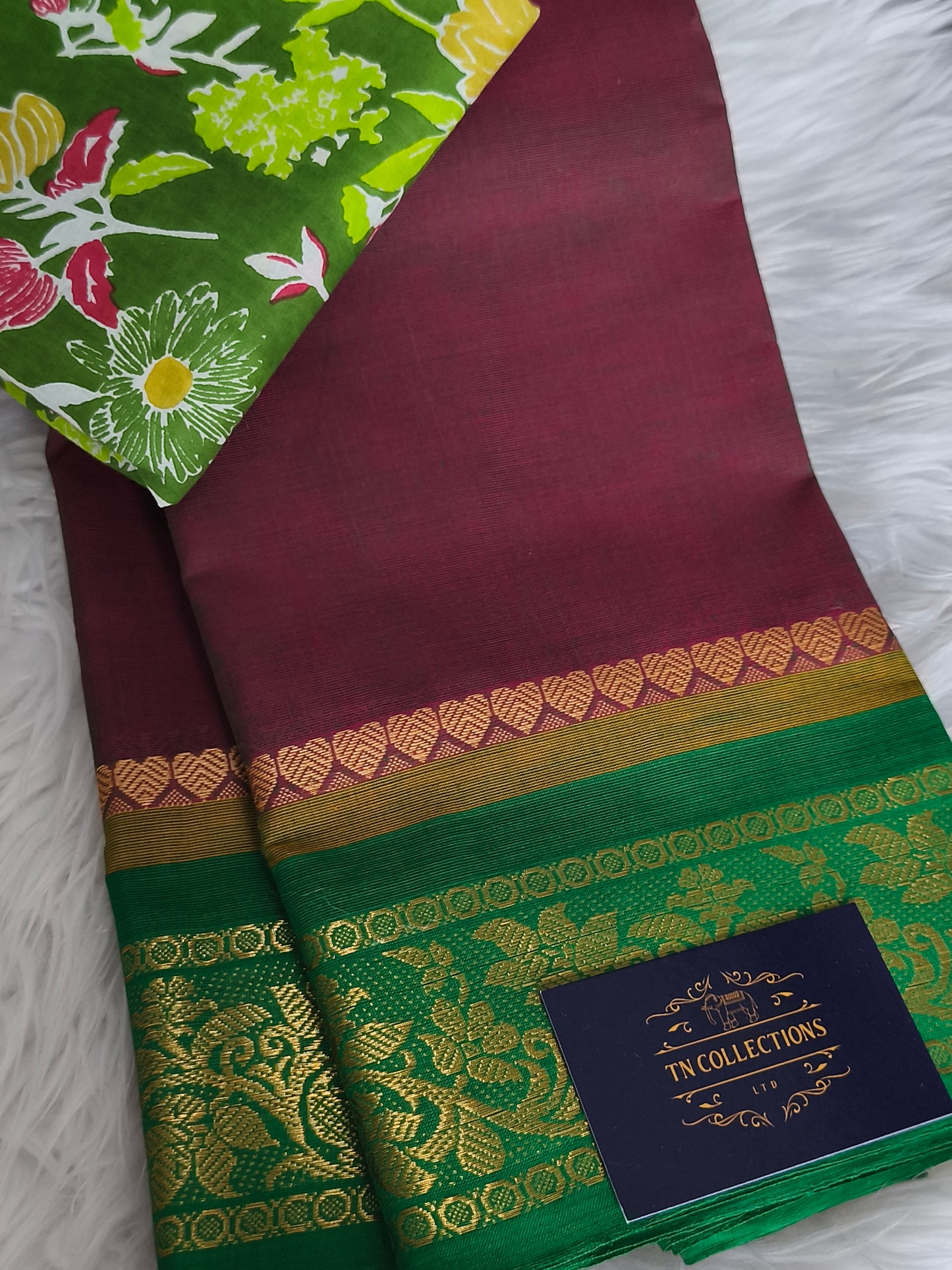Chettinad Cotton Saree with Kalamkarai blouse material