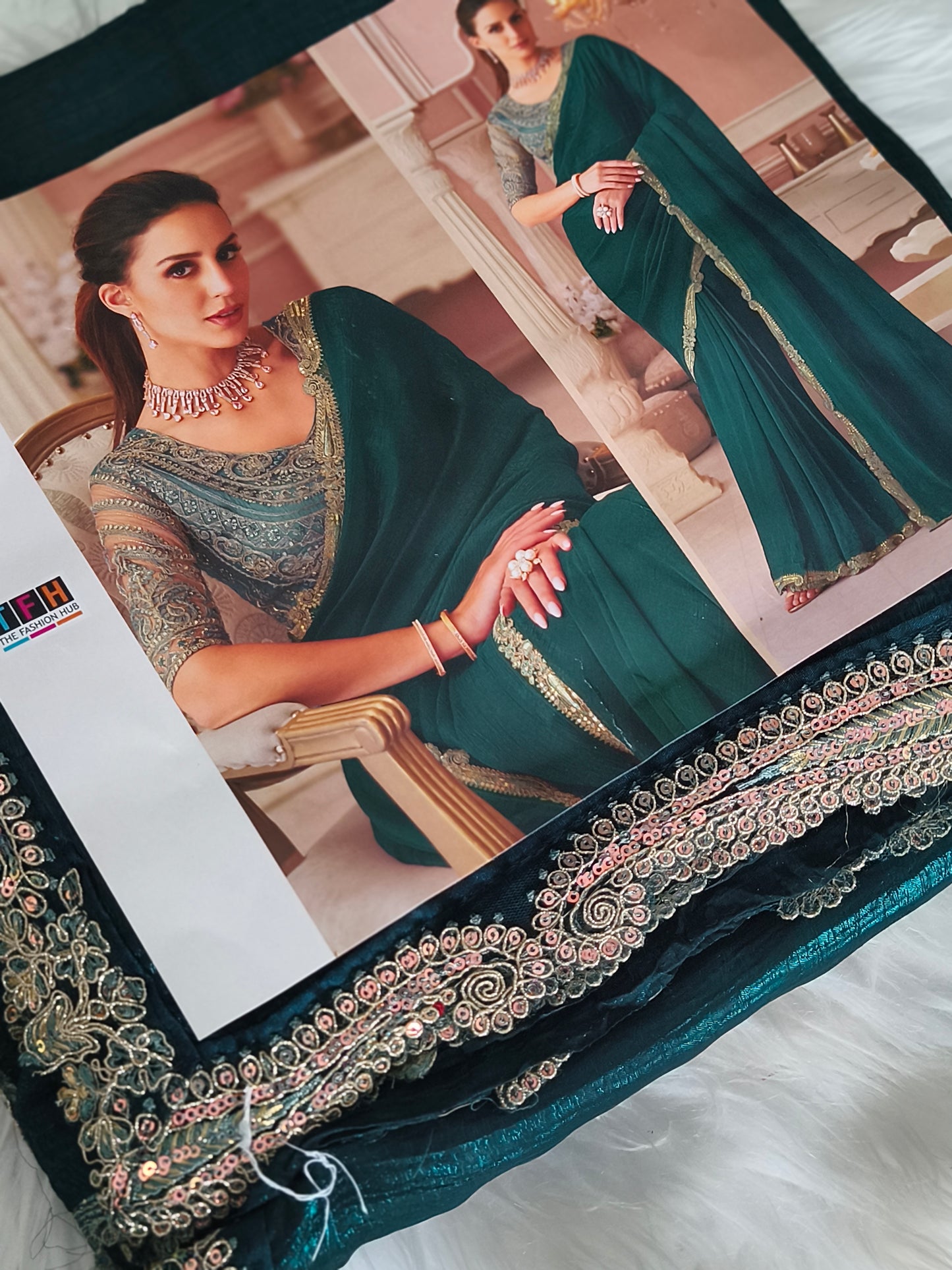 Green Partywear Saree