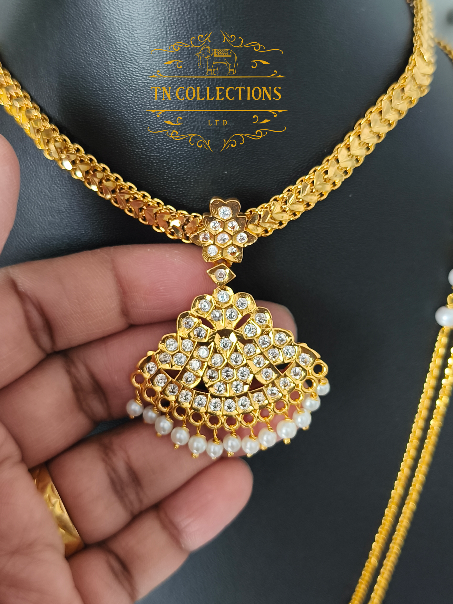 Micro Gold-Plated Traditional semi bridal set (Full white stones)