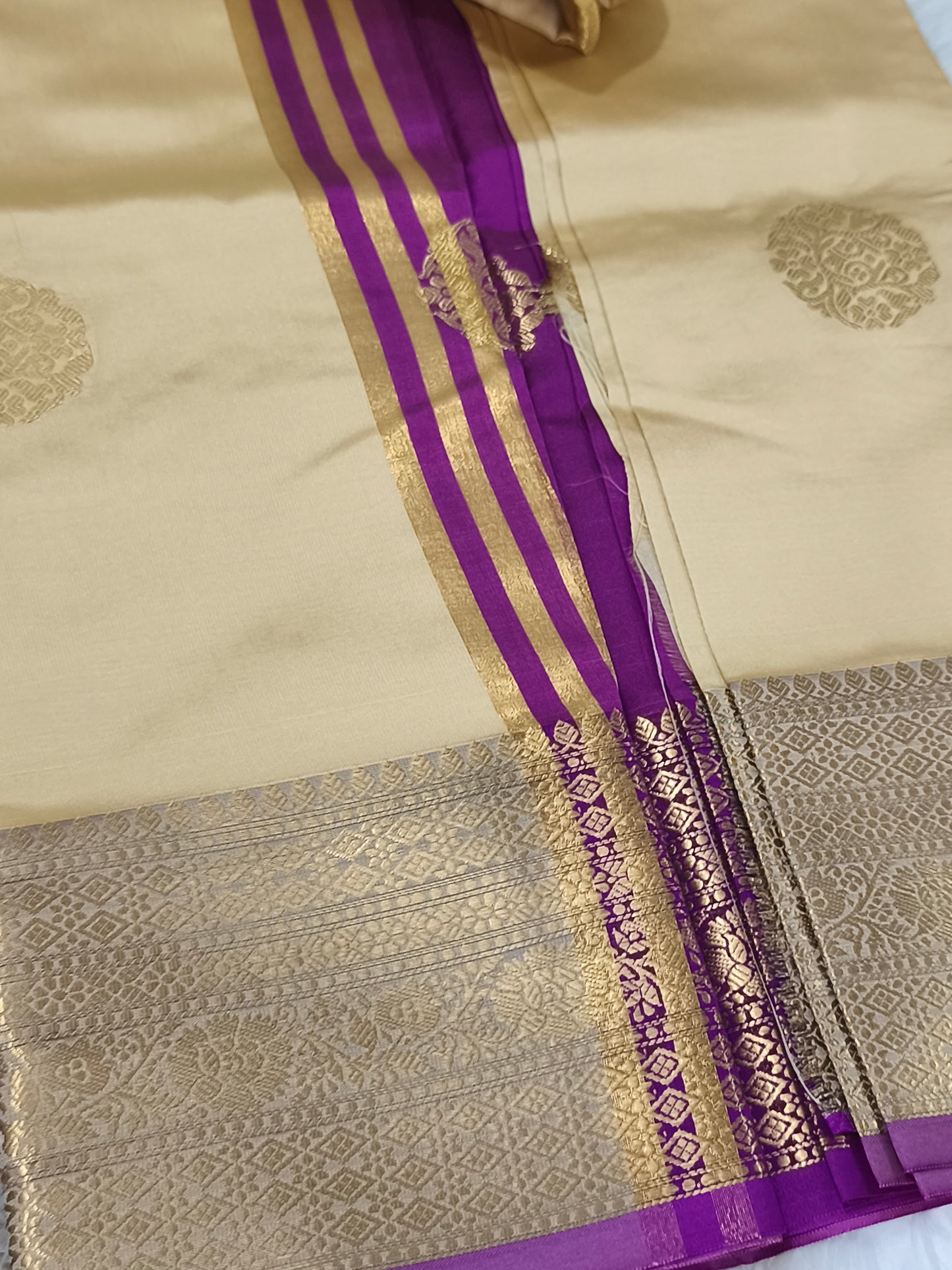 Luxury Semi Soft Silk Saree (Beige)