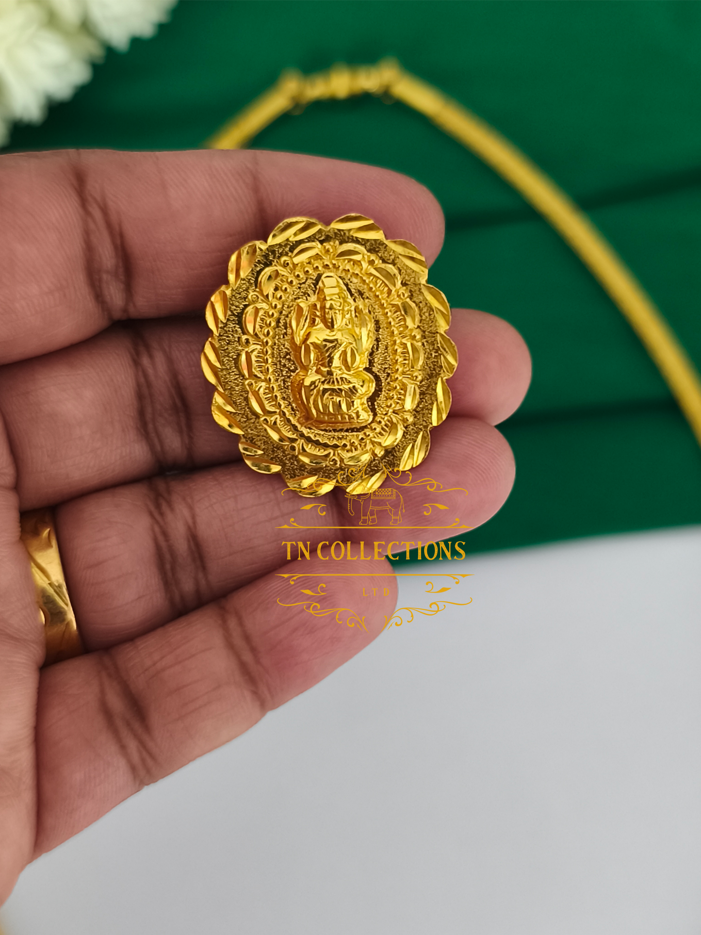 22ct Gold Plated Traditional Hindu Thalikodi with Amman thali & Coins (9-11 Pawn thickness)