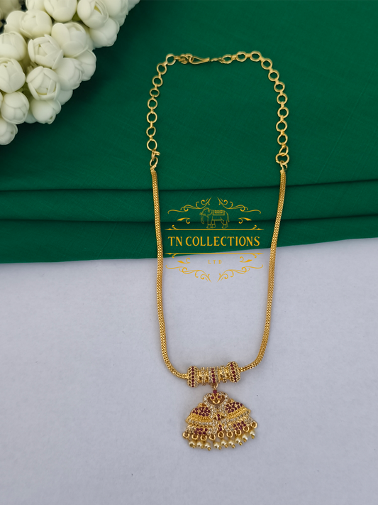 Micro Gold Finish cz stones Attiyal (Ruby & White Stones)