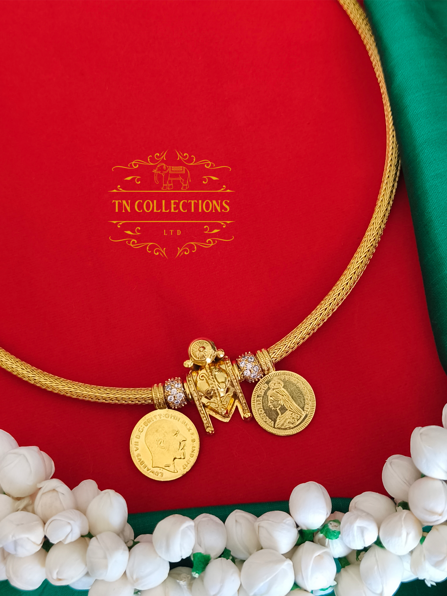 22ct Gold plated Traditional Vaira Thalikodi with kombu thali (Unscrewable Clasp)