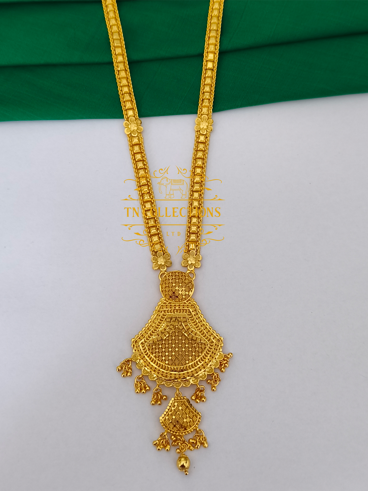Gold Plated Traditional Long Haaram with Earrings