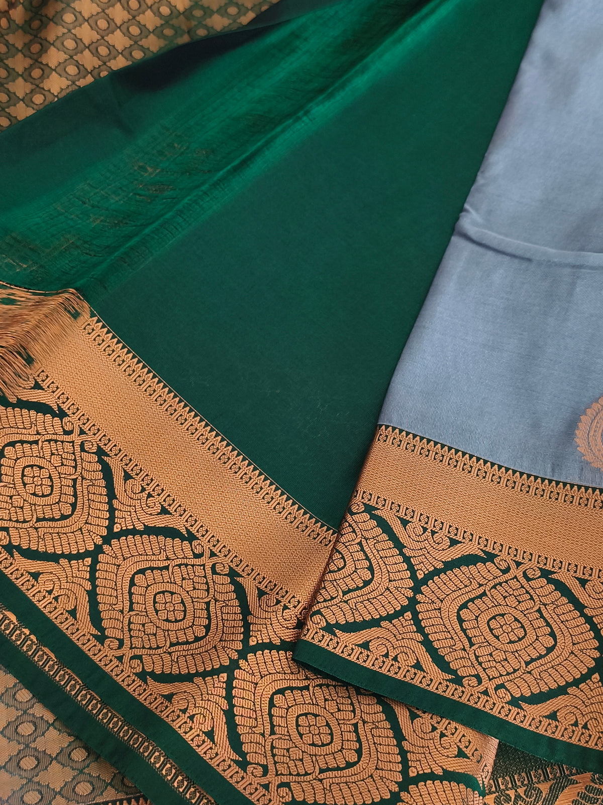 Grey kanchi Semi Silk Saree