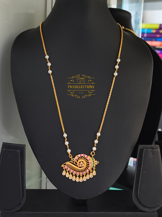 Micro Gold plated Sangu Pathakkam (Multi coloured stones)