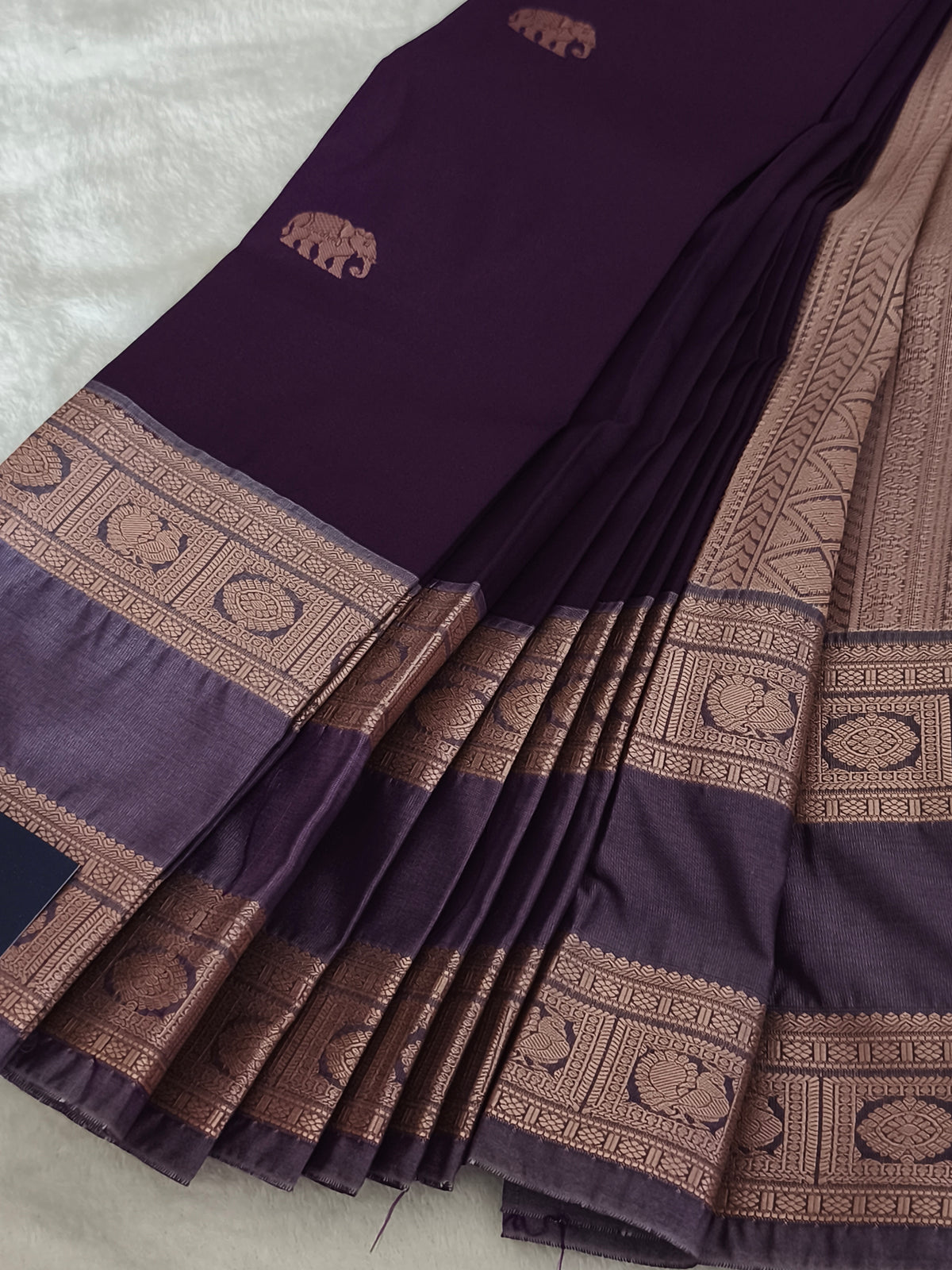 Premium kanchi Semi Silk Saree with contrast blouse