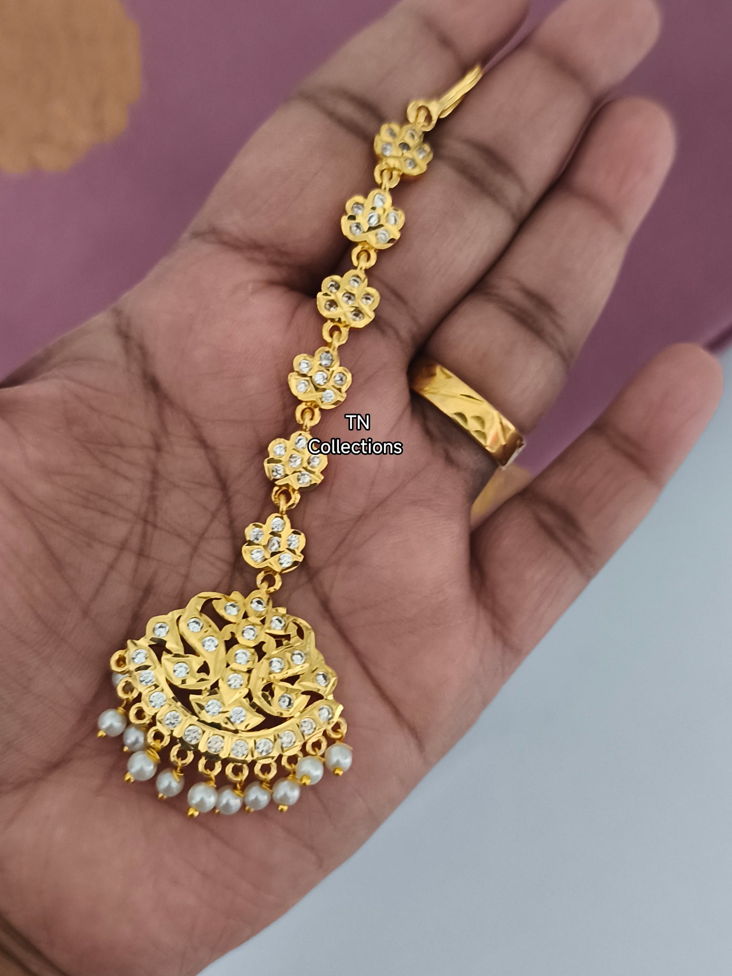Micro gold plated Tikka (Full White stones)