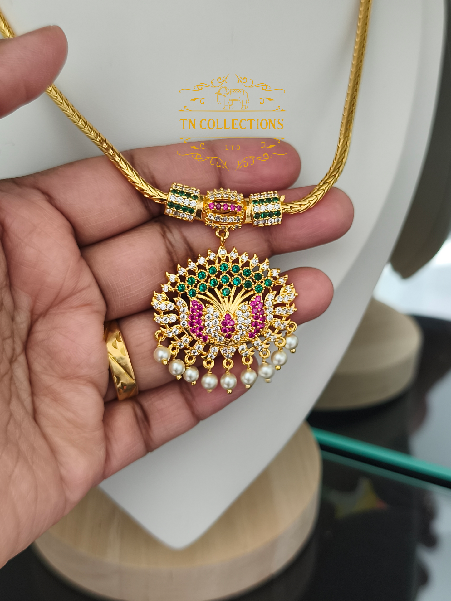 Micro Gold-Plated Traditional Necklace (Attiyal) Multicoloured