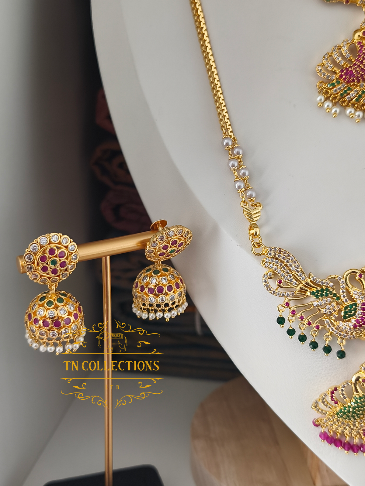 Trendy Peacock Design Semi Bridal Set (Multicoloured)