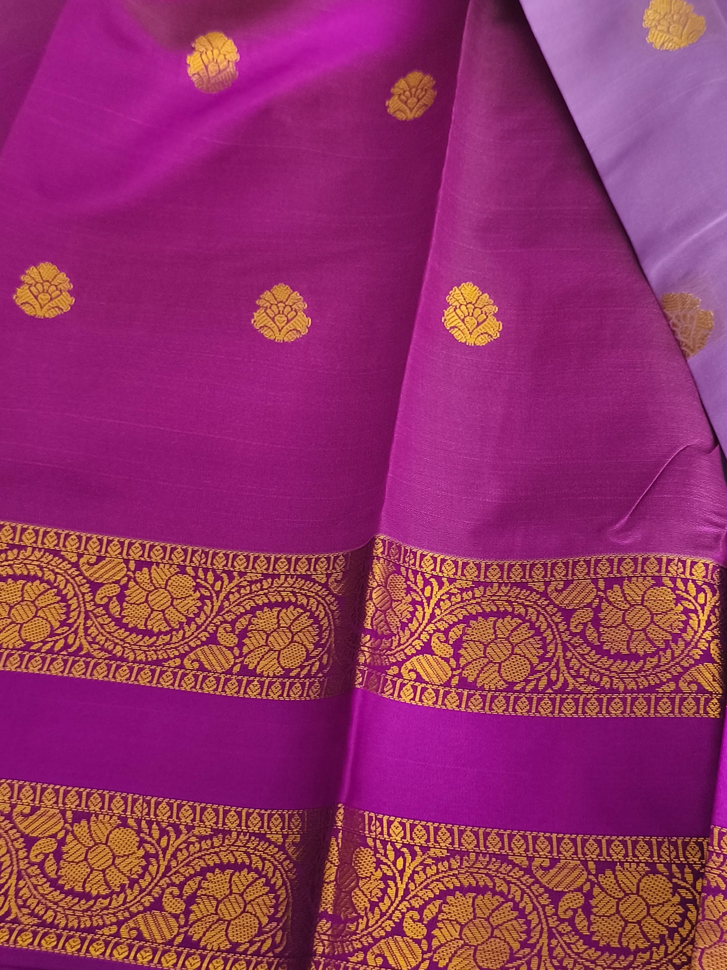 Purple Kanchi Semi Soft silk saree