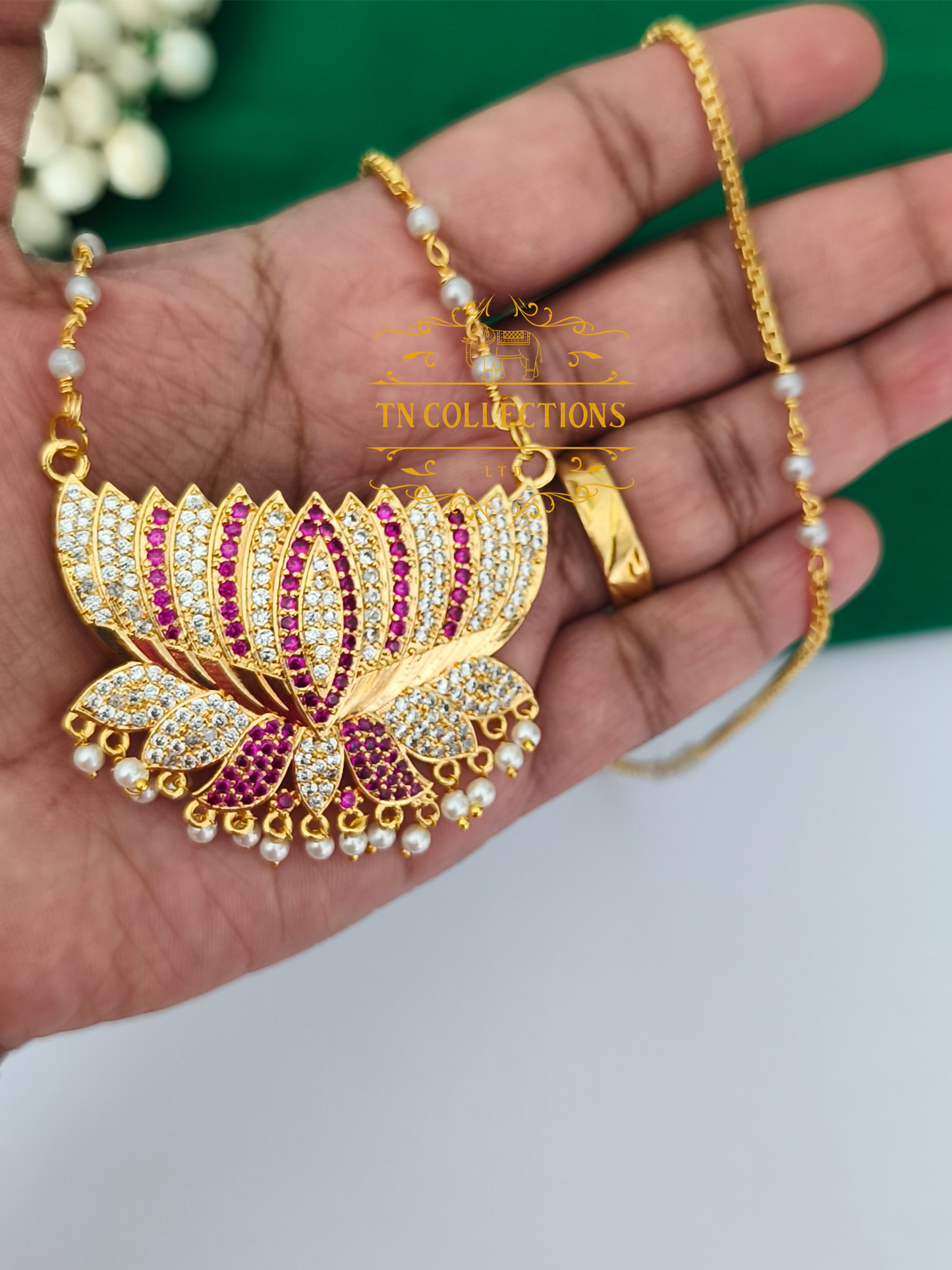 Micro Gold plated Traditional Lotus Pathakkam(24 inches length)