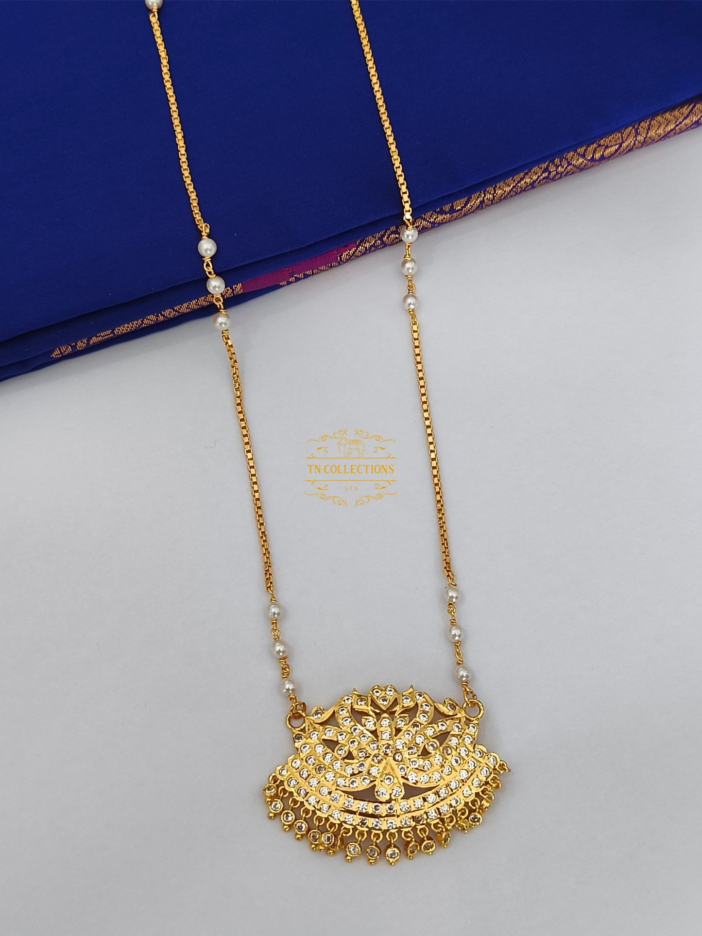 Micro Gold plated Traditional Pathakkam( Full White stones)