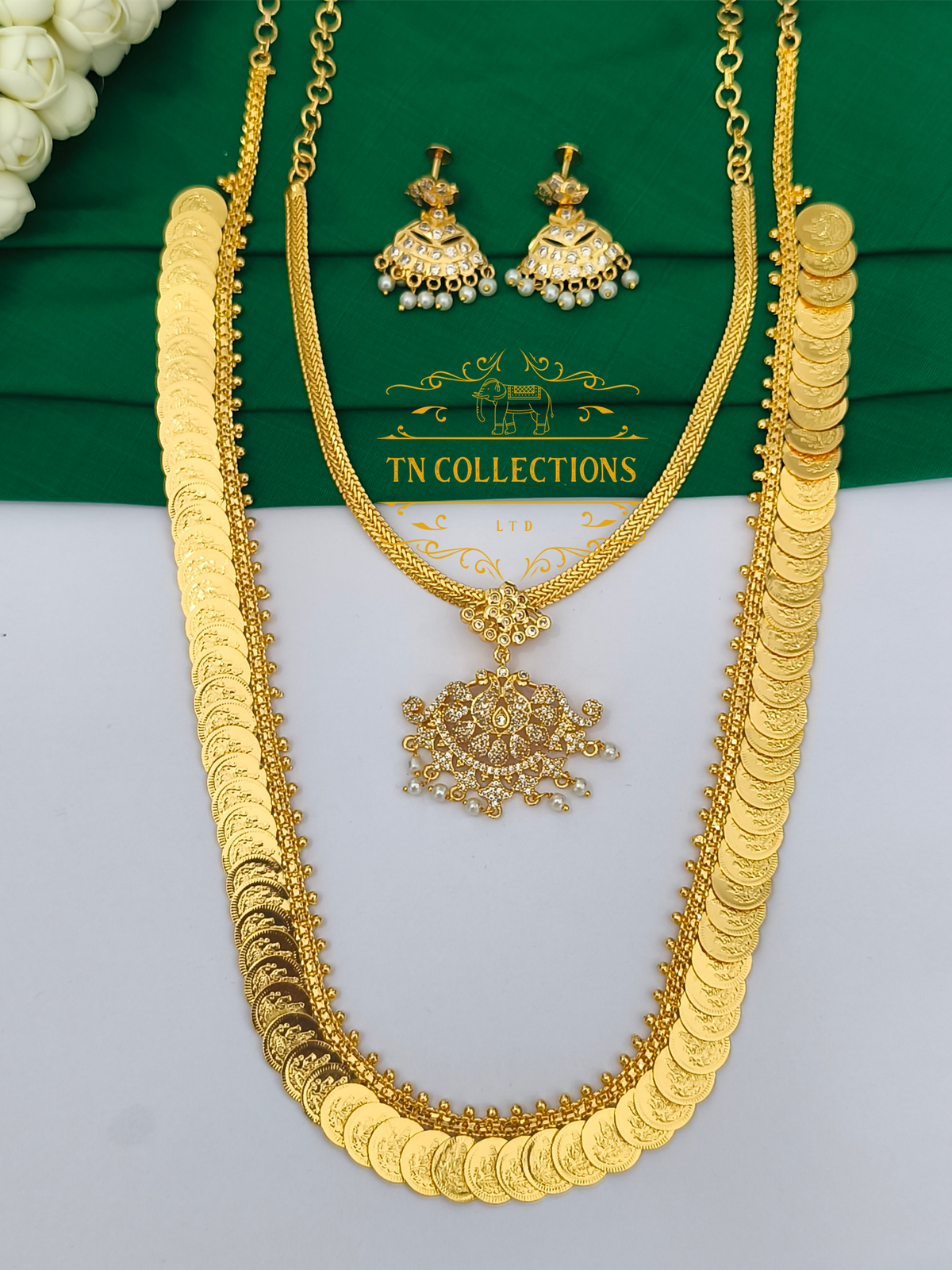 Micro Gold Finish Semi Bridal Set (Full white stones)