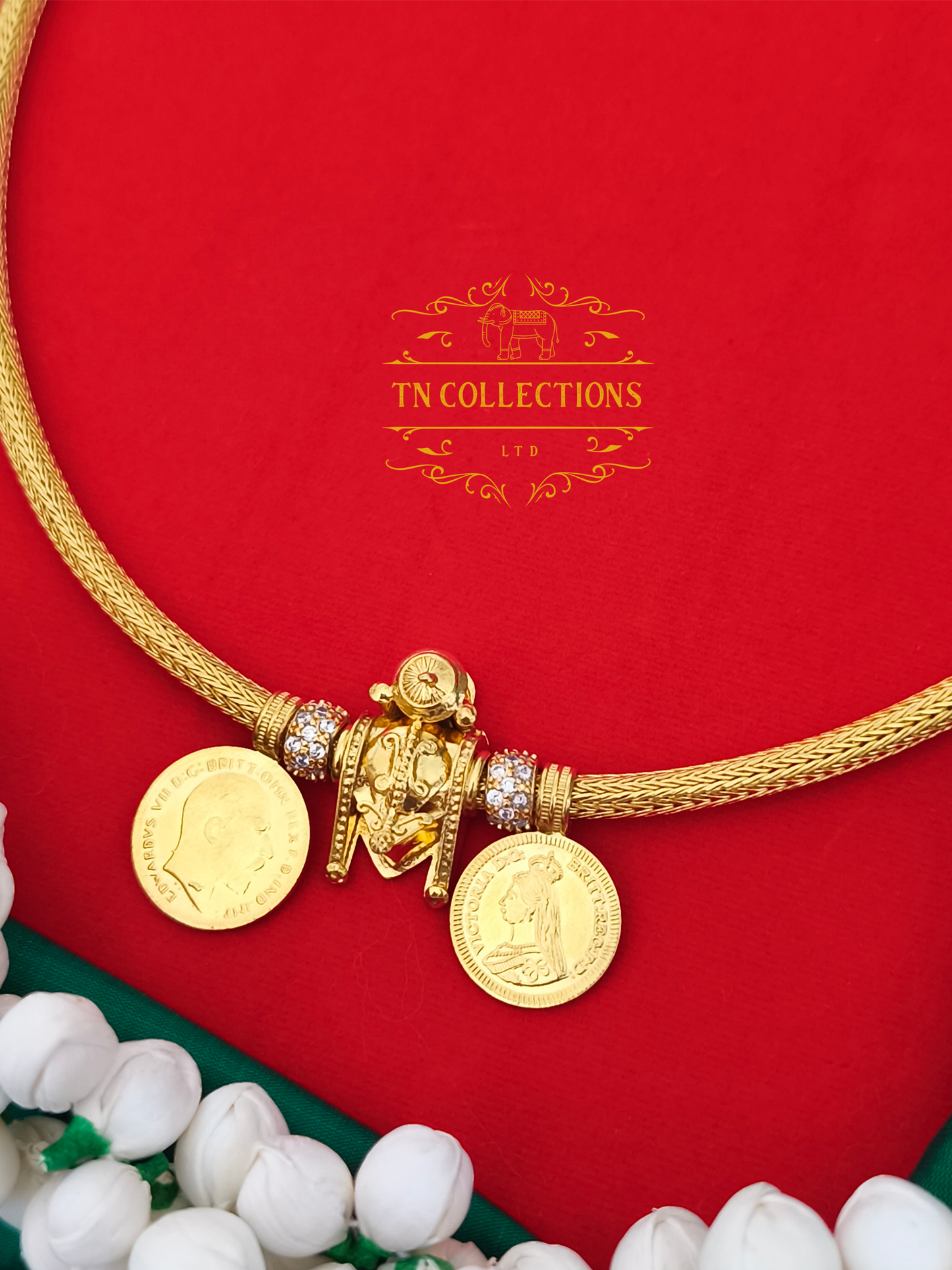 22ct Gold plated Traditional Vaira Thalikodi with kombu thali (Unscrewable Clasp)