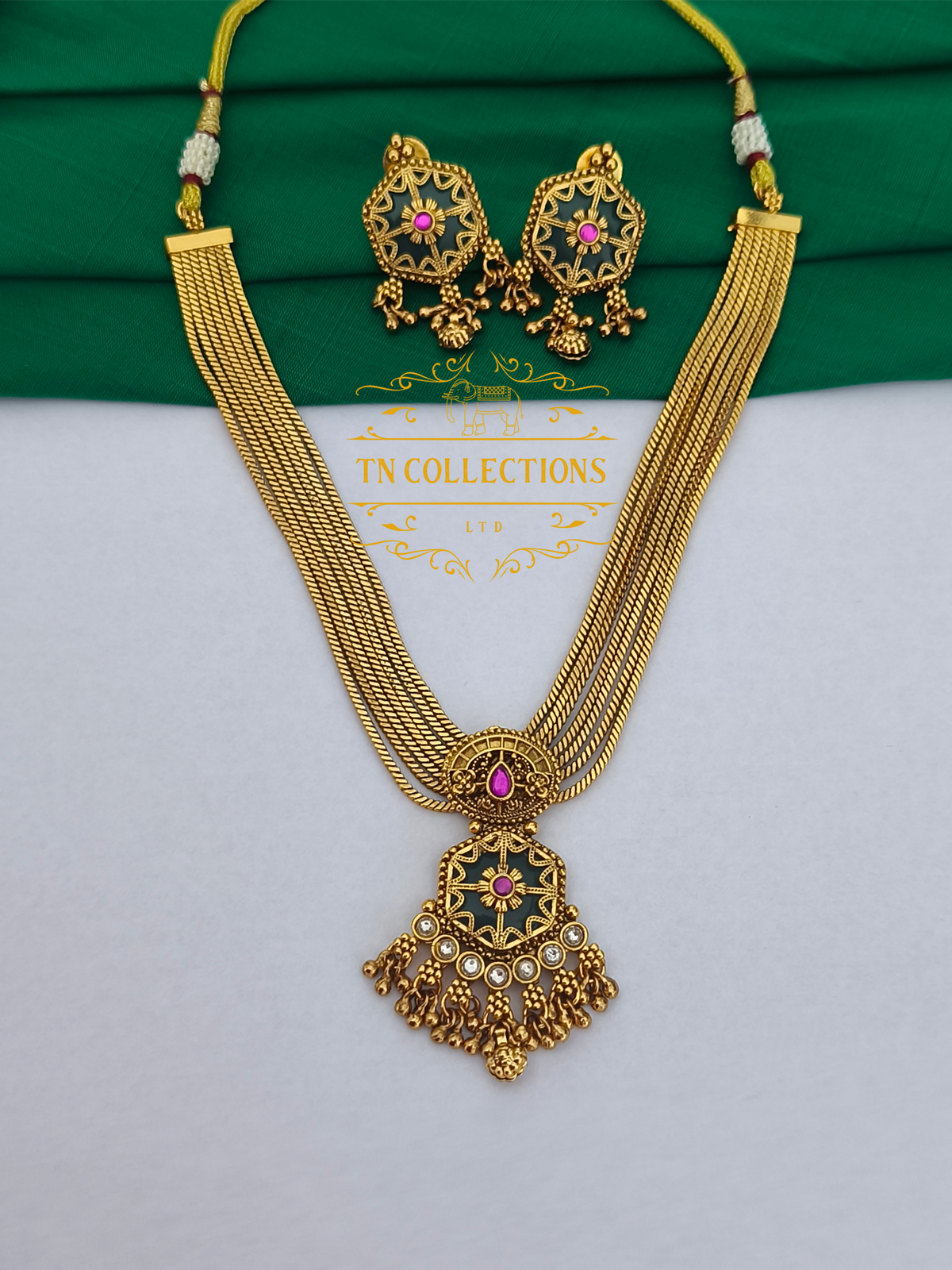Antique Polish Jadau kundan Necklace Set