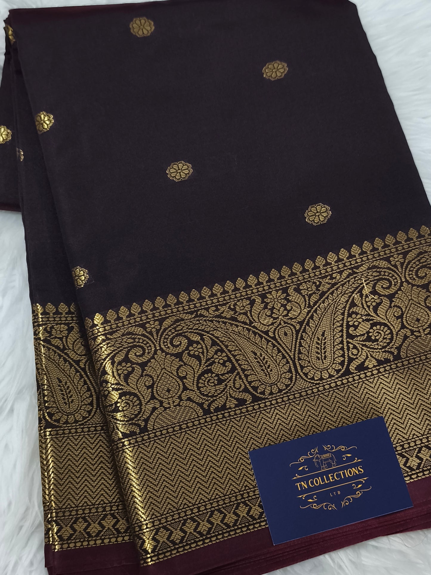 Dark Brown Banarasi Semi kataan Soft Silk