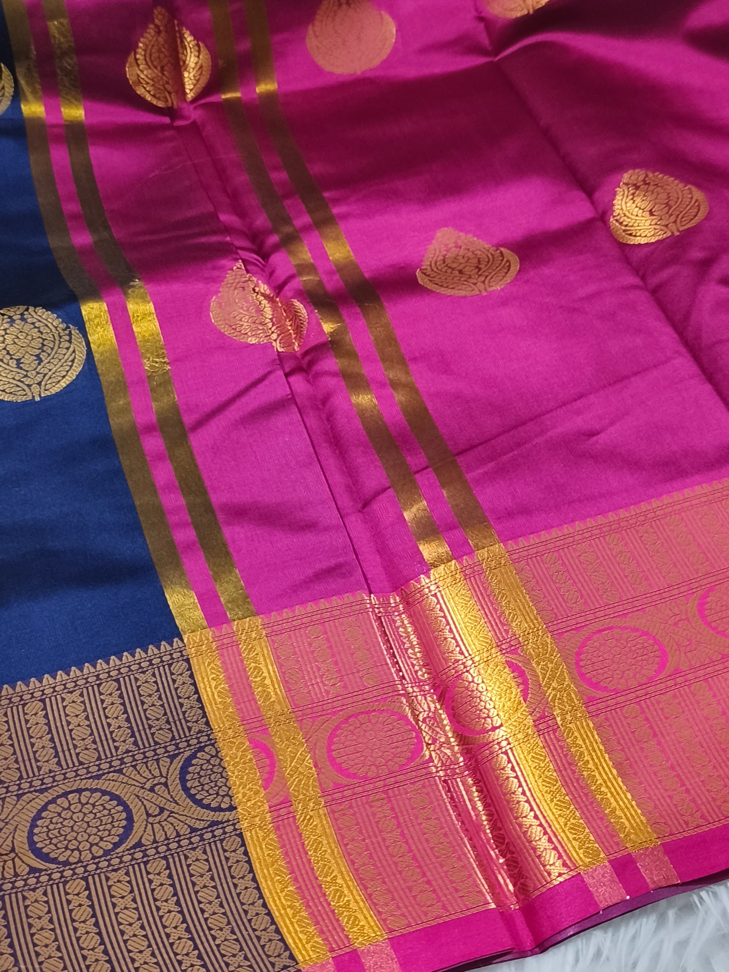 Luxury Semi Soft Silk Saree (Navy Blue)