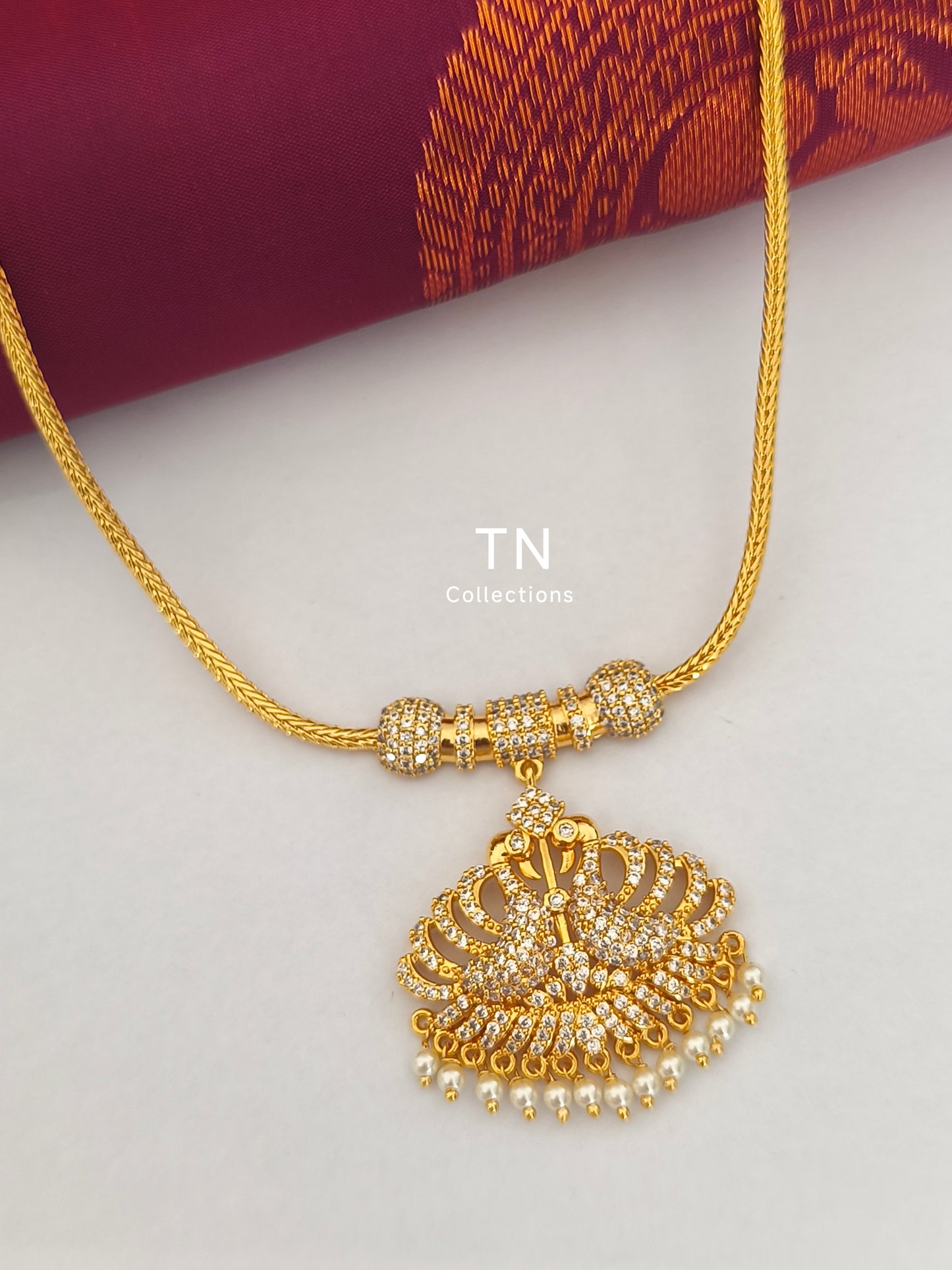 Micro gold plated Traditional Peacock Design Necklace