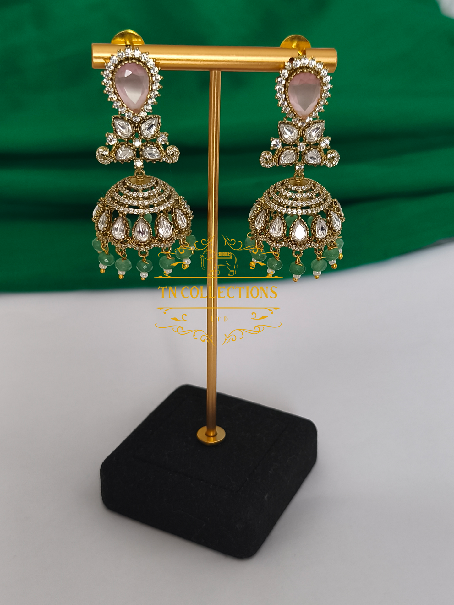 Antique Polish cz AD kundan stone Jumkas