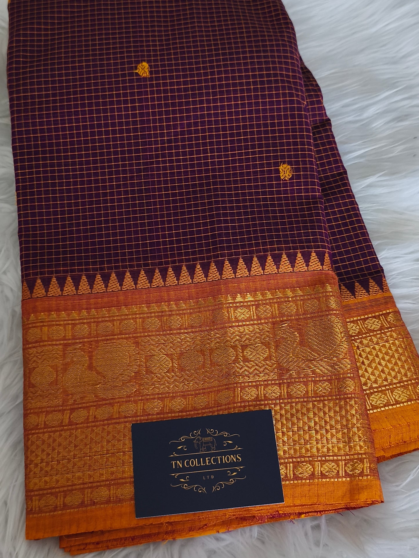 Pure Handloom checked Kanchi Cotton Saree