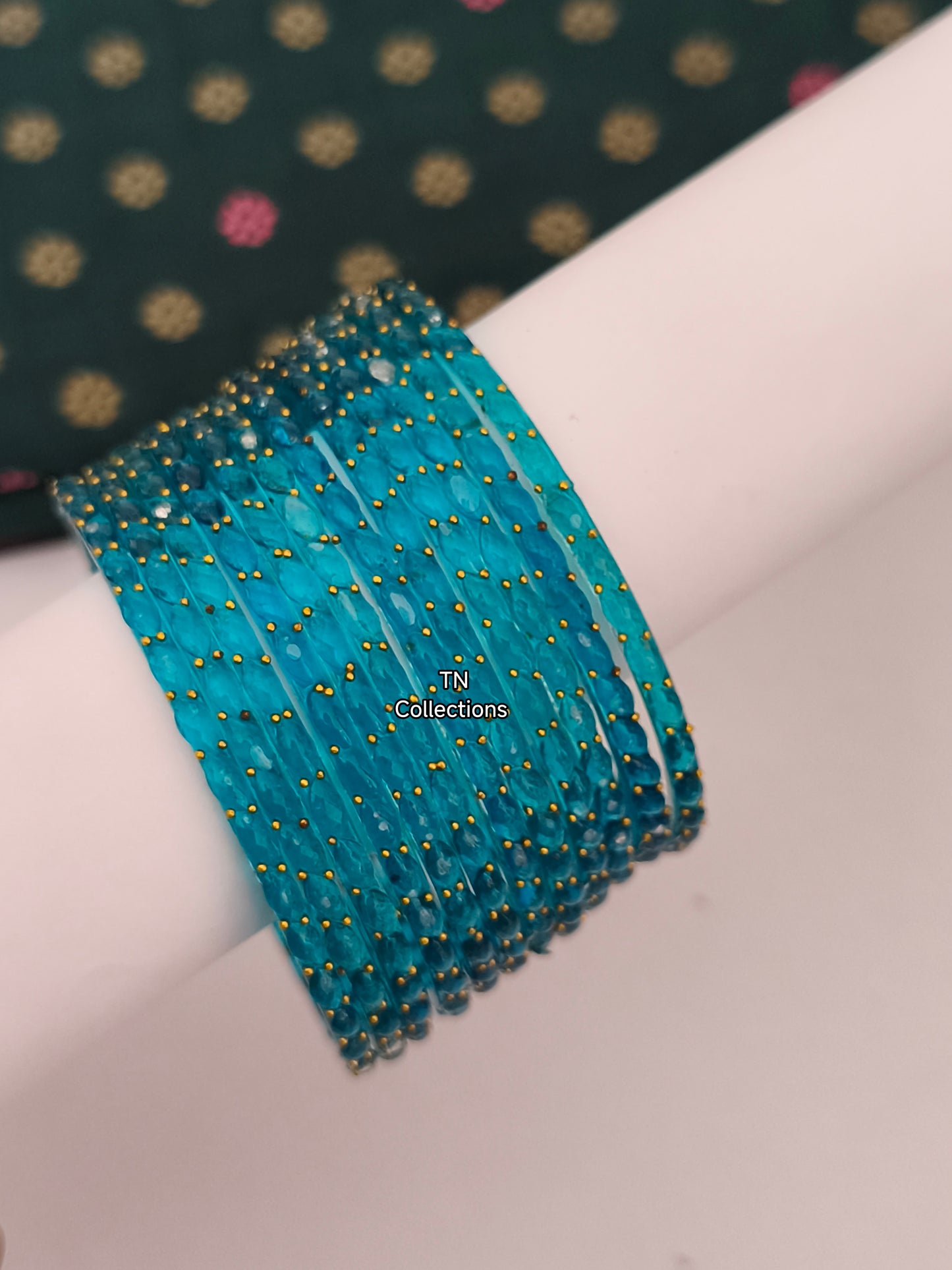 Light Blue Raindrop Glass Bangles (Size 2.8)