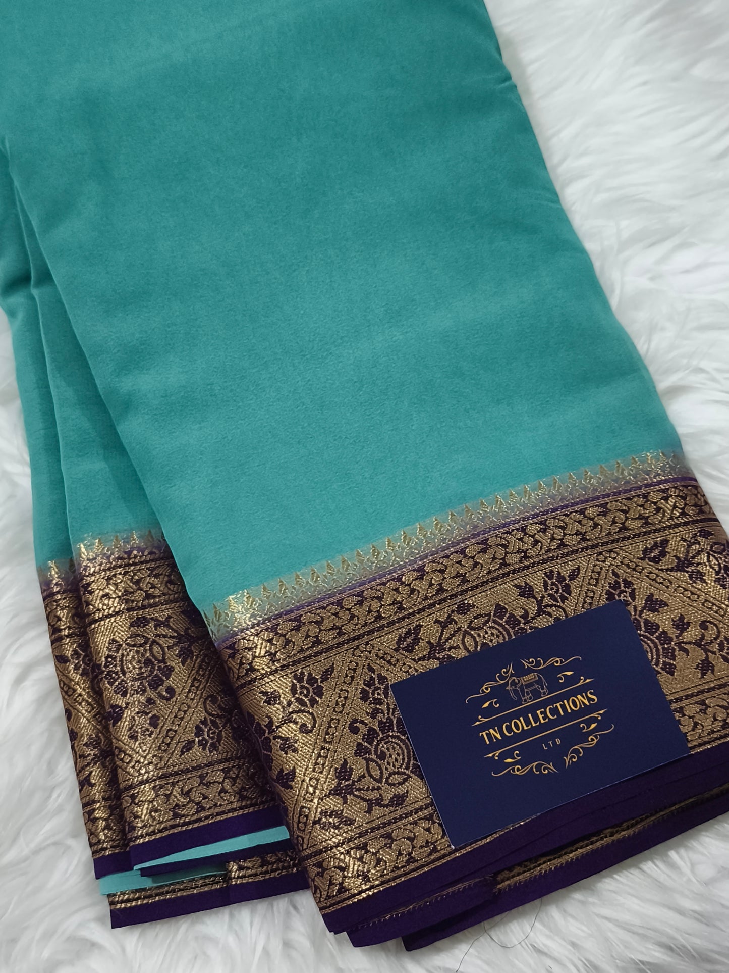 Teal colour Chiffon Georgette saree