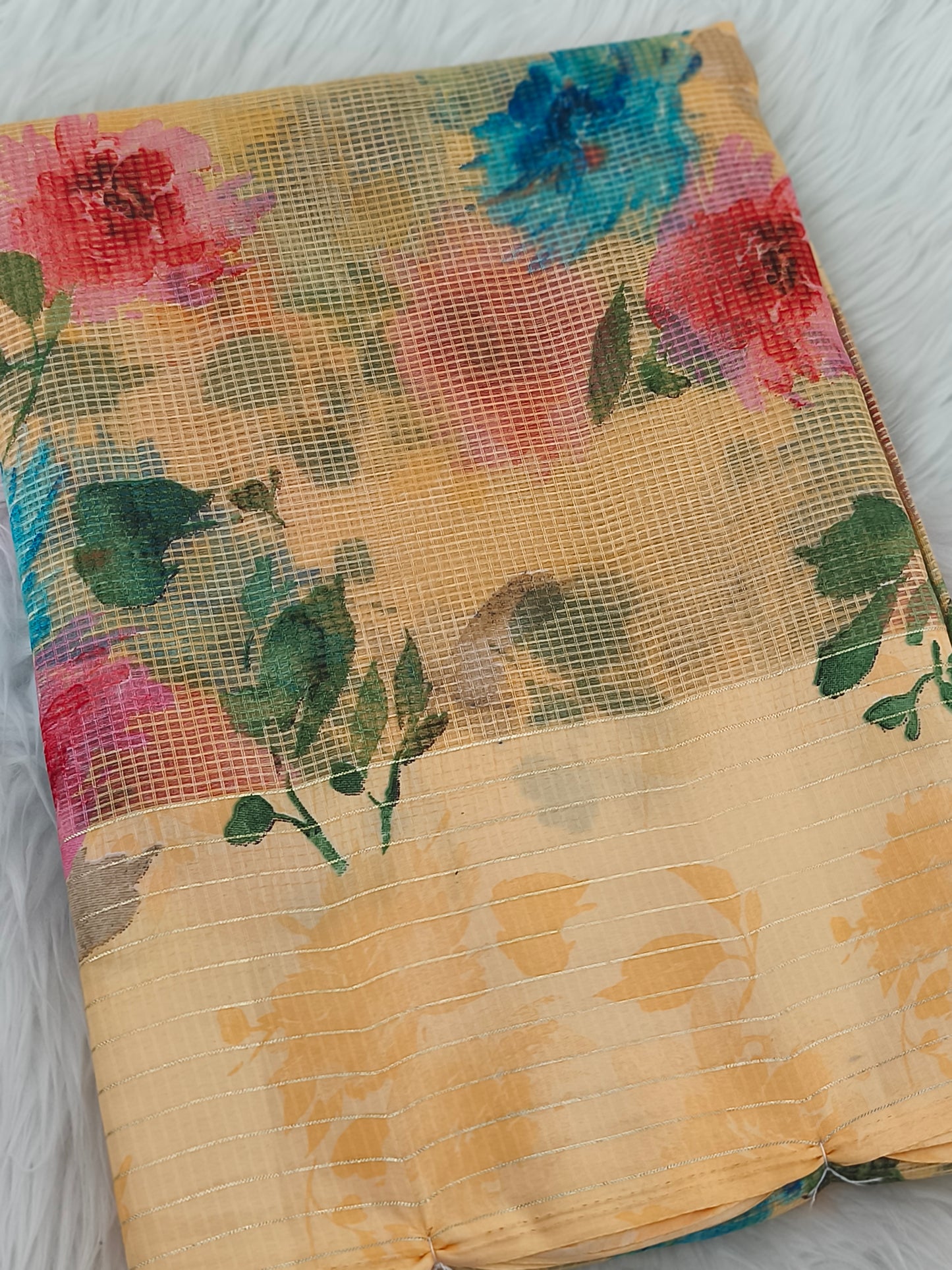 Floral Linen cotton saree