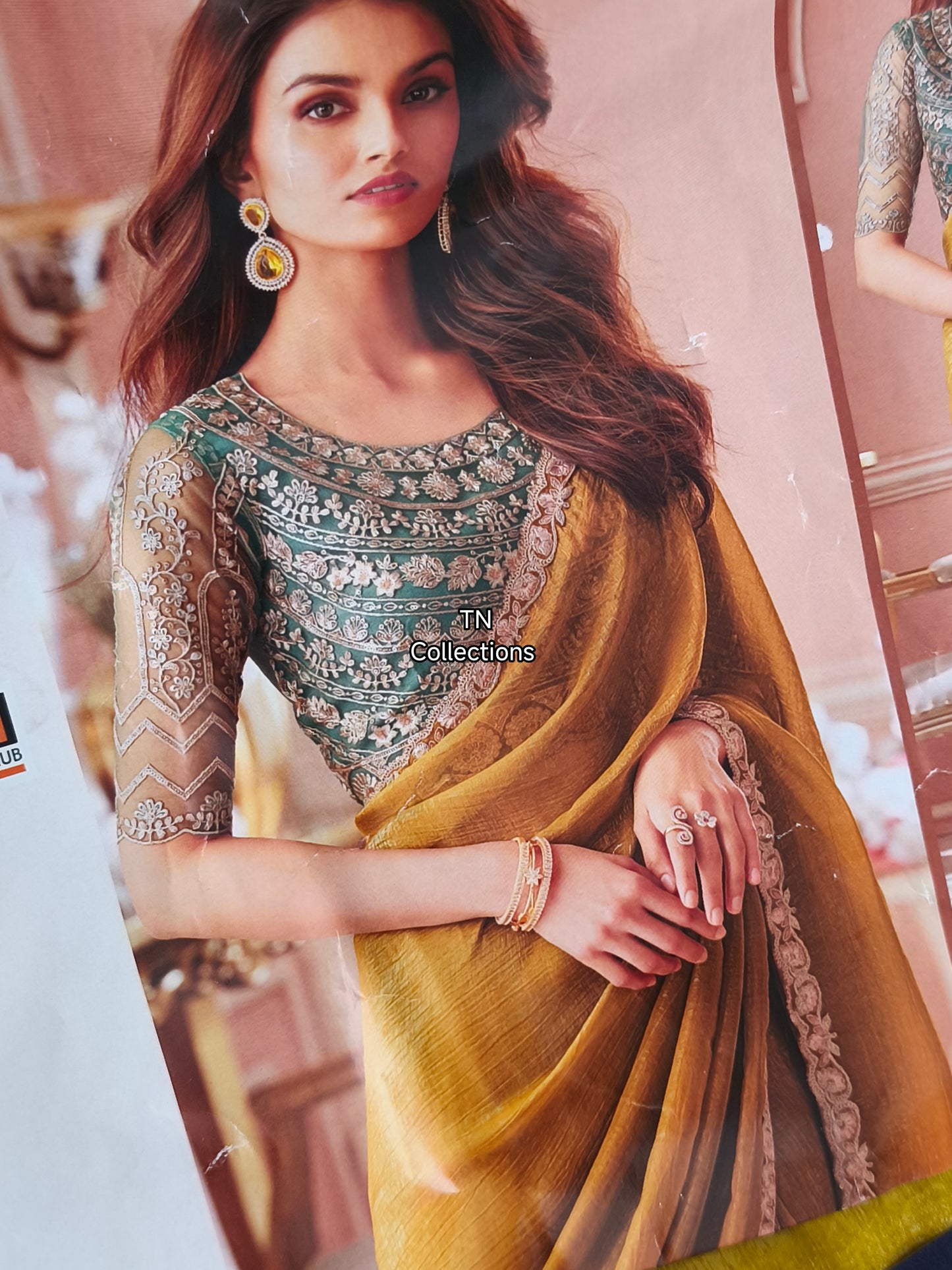 Designer Party Saree with Banglori work blouse material