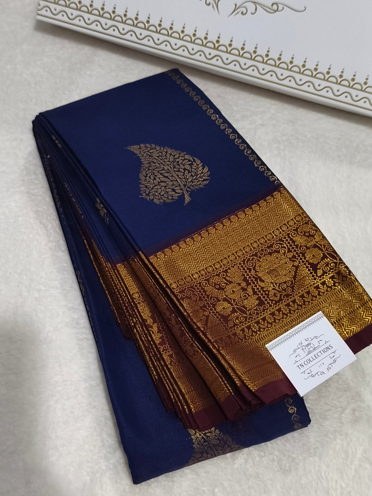 Kanchi Semi Silk Saree with contrast blouse