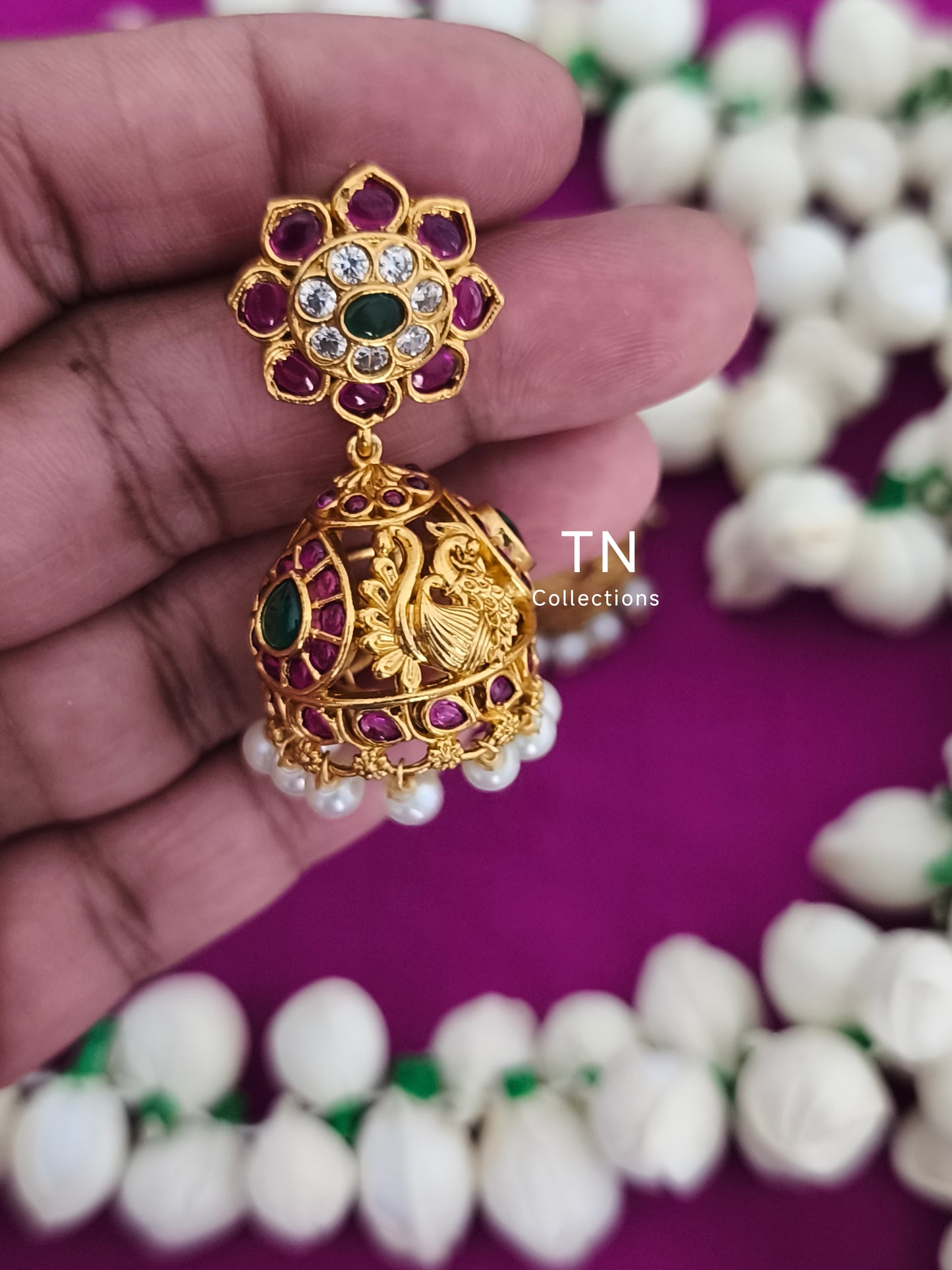 Matte Finish Real kemp Jhumka