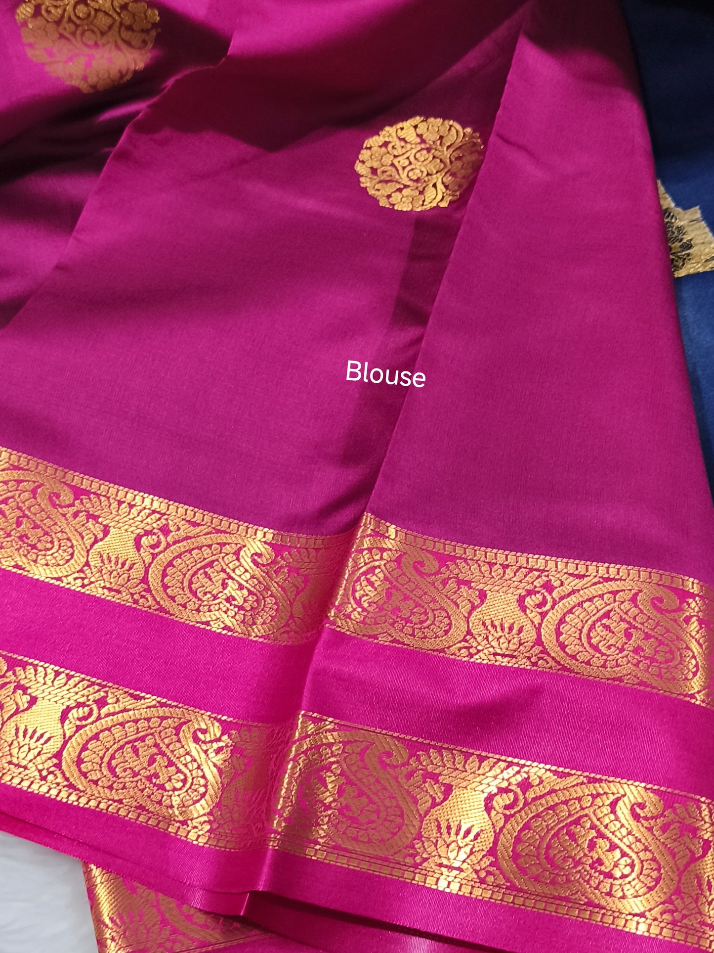 Luxury Semi Soft Silk Saree (Navy Blue)