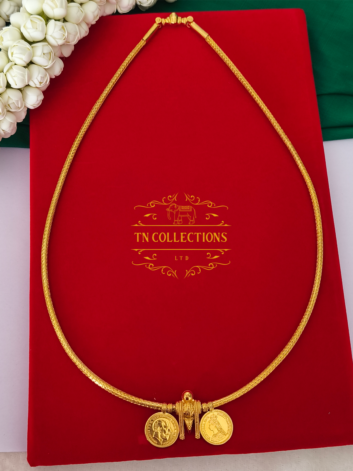 22ct Gold Plated Traditional Hindu Thalikodi with Kombu thali,thadai & Coins (7 -9 Pawn thickness)